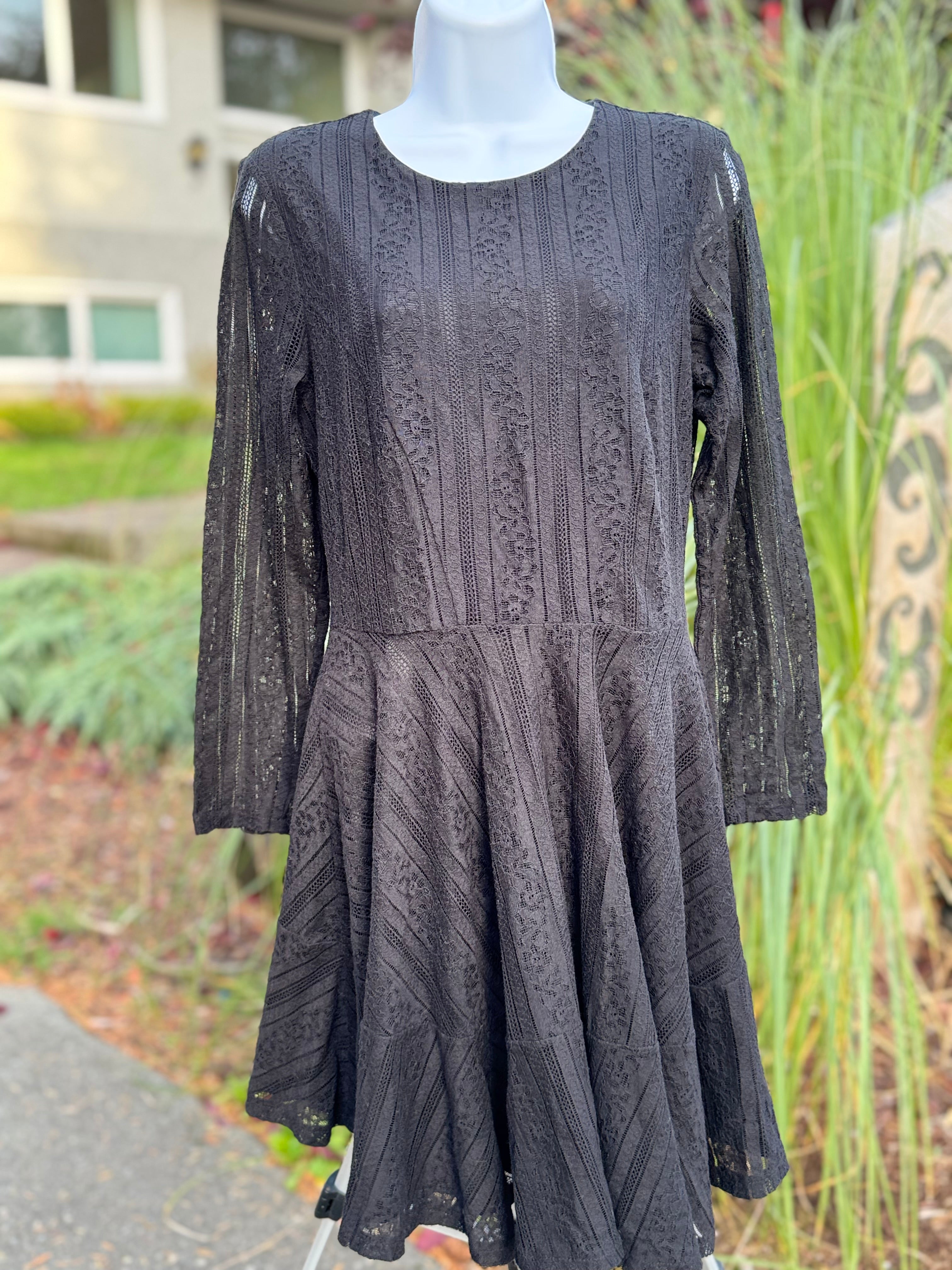 H&M LOG SLEEVE SHIER LACE LINED FLARE SKATER DRESS - Consigned with VARDO Vintage & Valuables vvvardo.ca