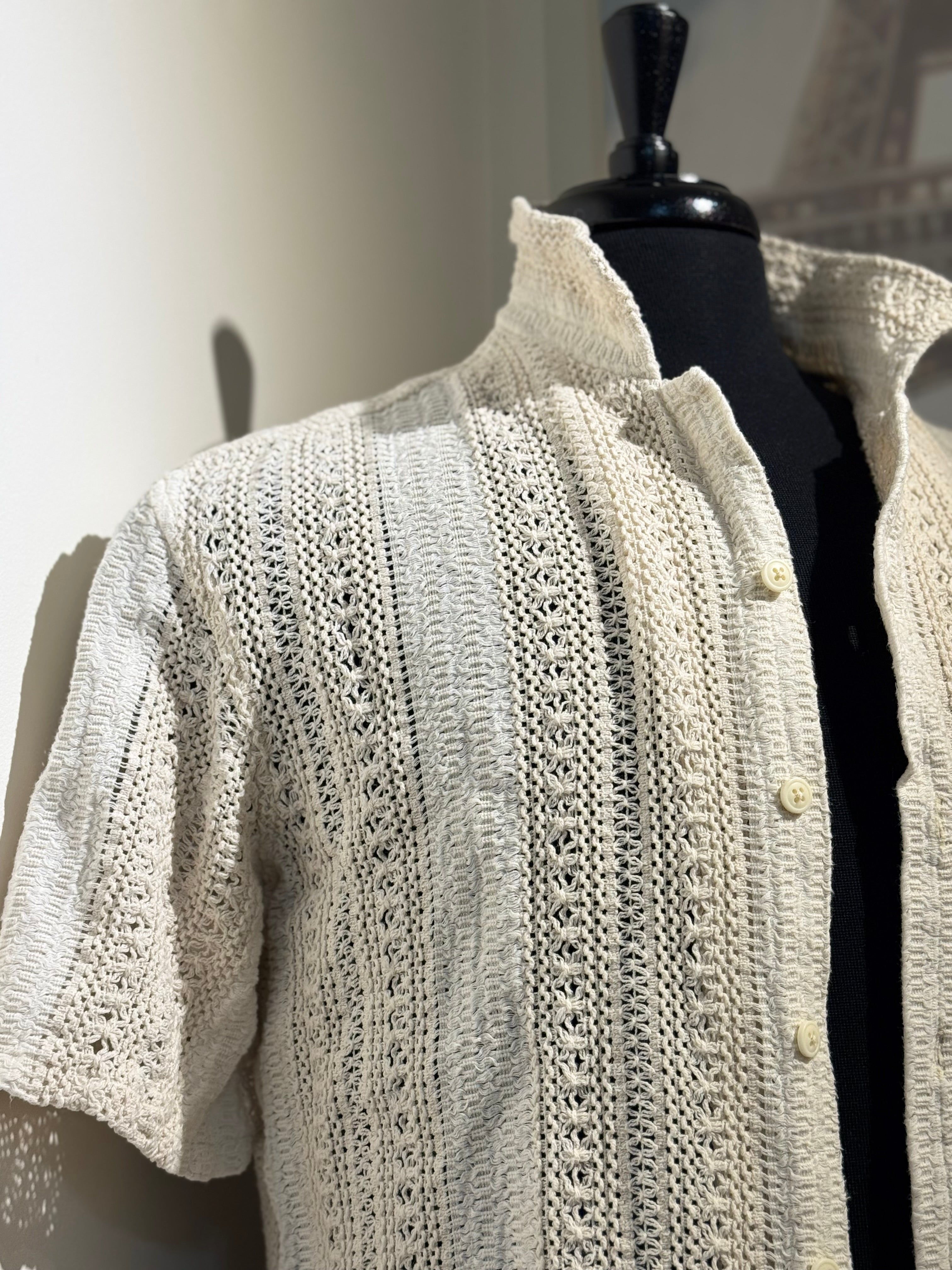 ZARA COTTON CROCHET SHORT SLEEVE SHIRT- Consigned with VARDO Vintage & Valuables vvvardo.ca