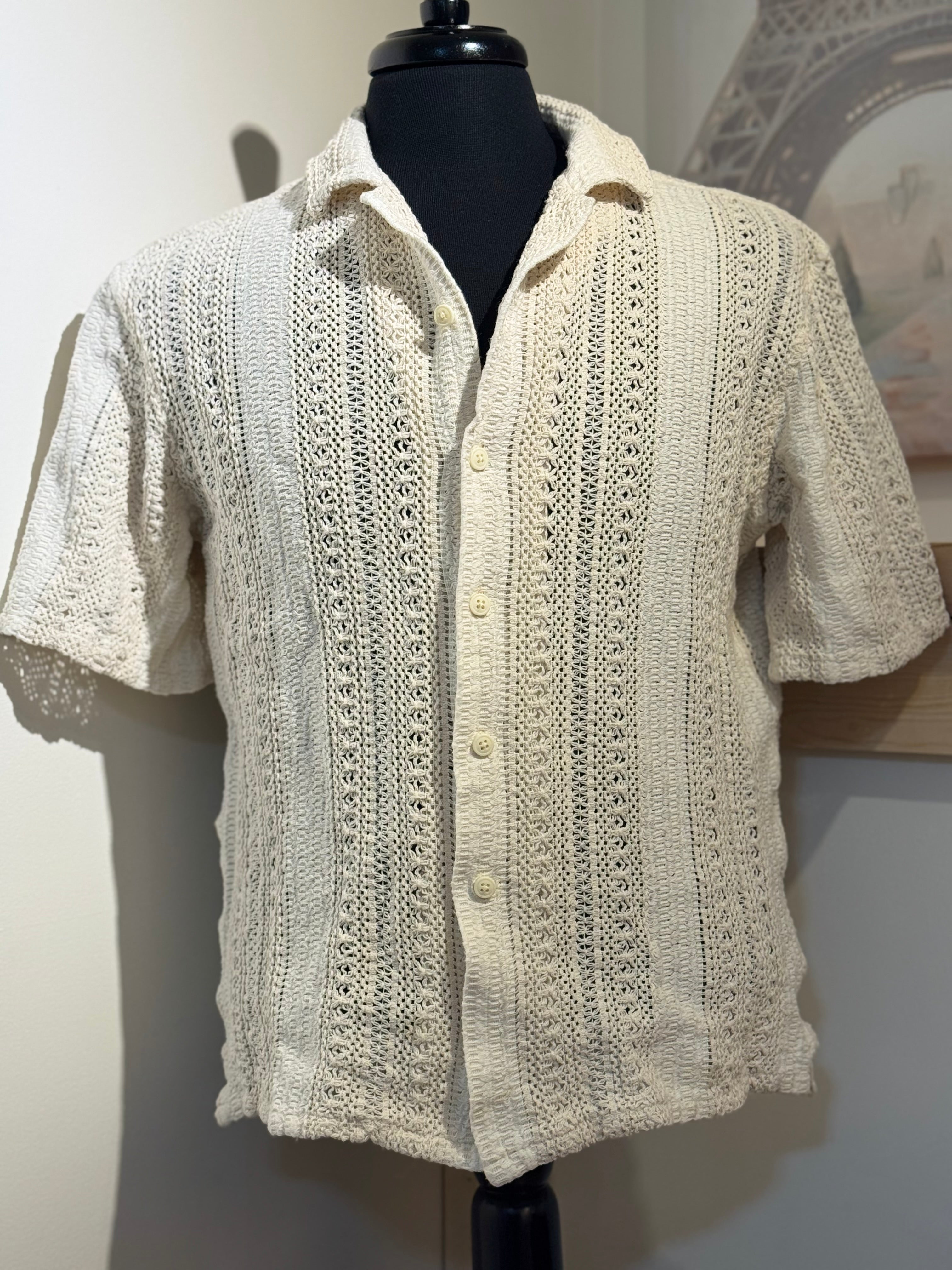 ZARA COTTON CROCHET SHORT SLEEVE SHIRT- Consigned with VARDO Vintage & Valuables vvvardo.ca