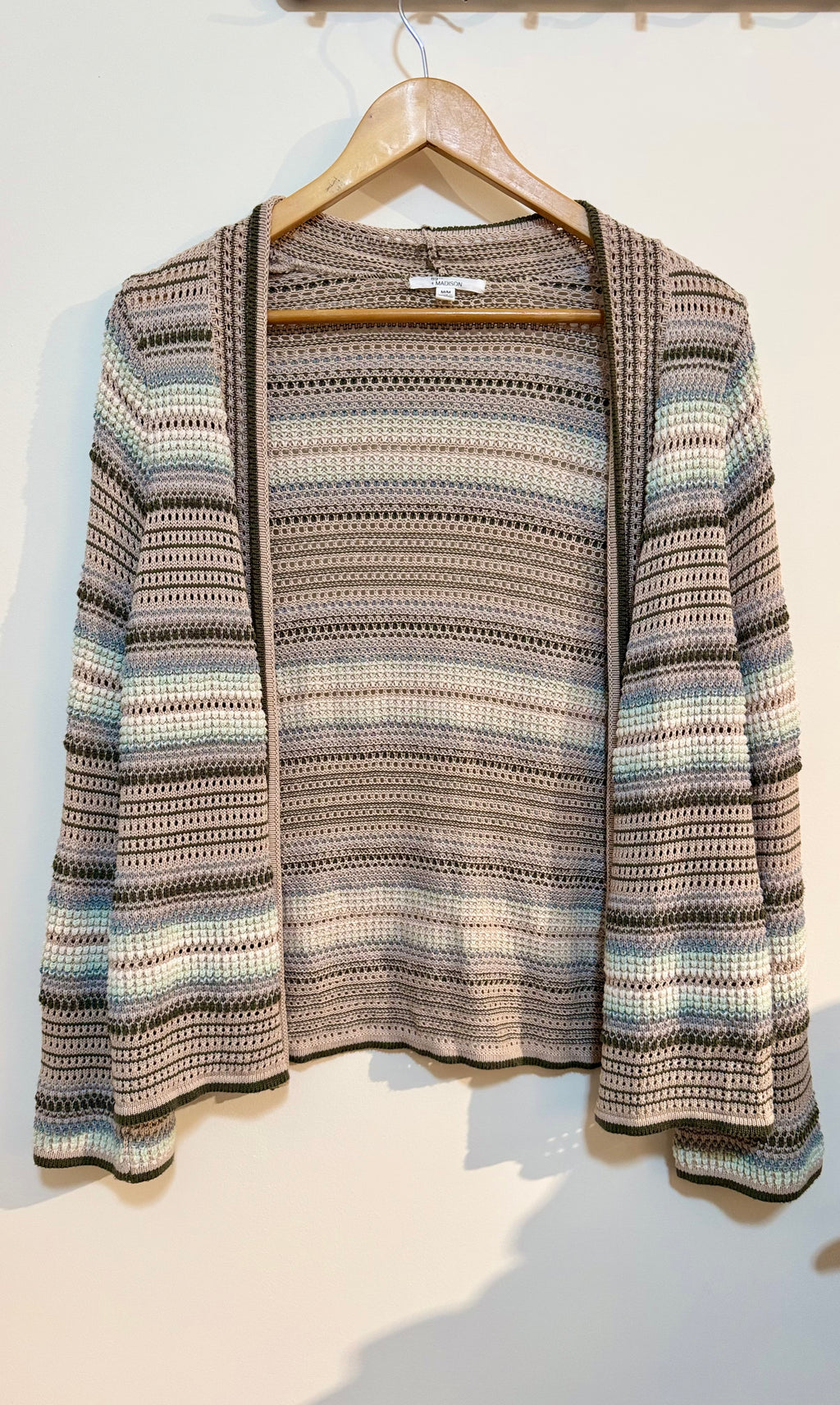 89th + MADISON UNIQUE KNIT OPEN CARDIGAN- Consigned with VARDO Vintage & Valuables vvvardo.ca