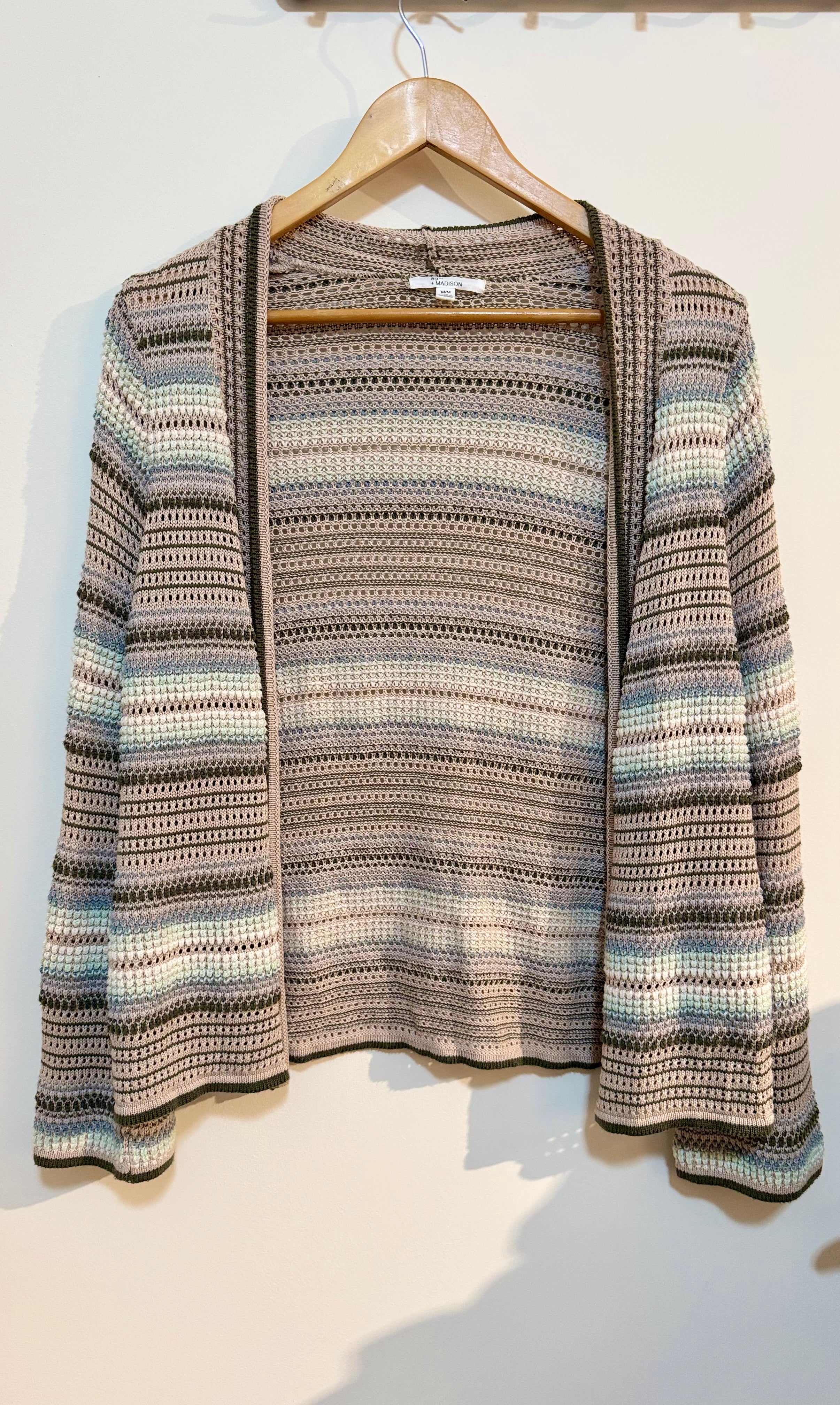 89th + MADISON UNIQUE KNIT OPEN CARDIGAN- Consigned with VARDO Vintage & Valuables vvvardo.ca