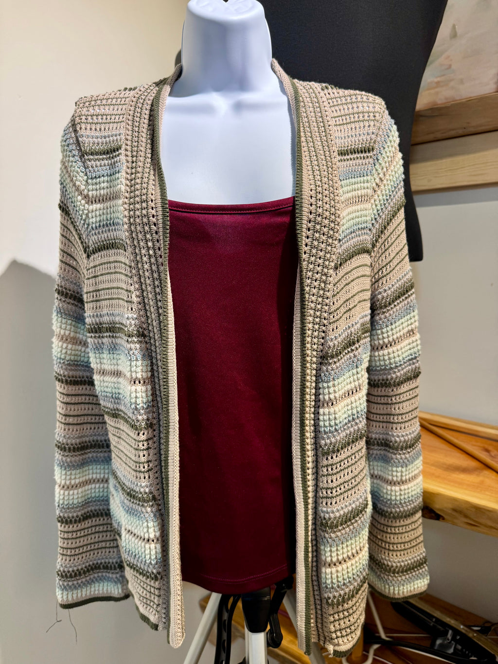 89th + MADISON UNIQUE KNIT OPEN CARDIGAN- Consigned with VARDO Vintage & Valuables vvvardo.ca