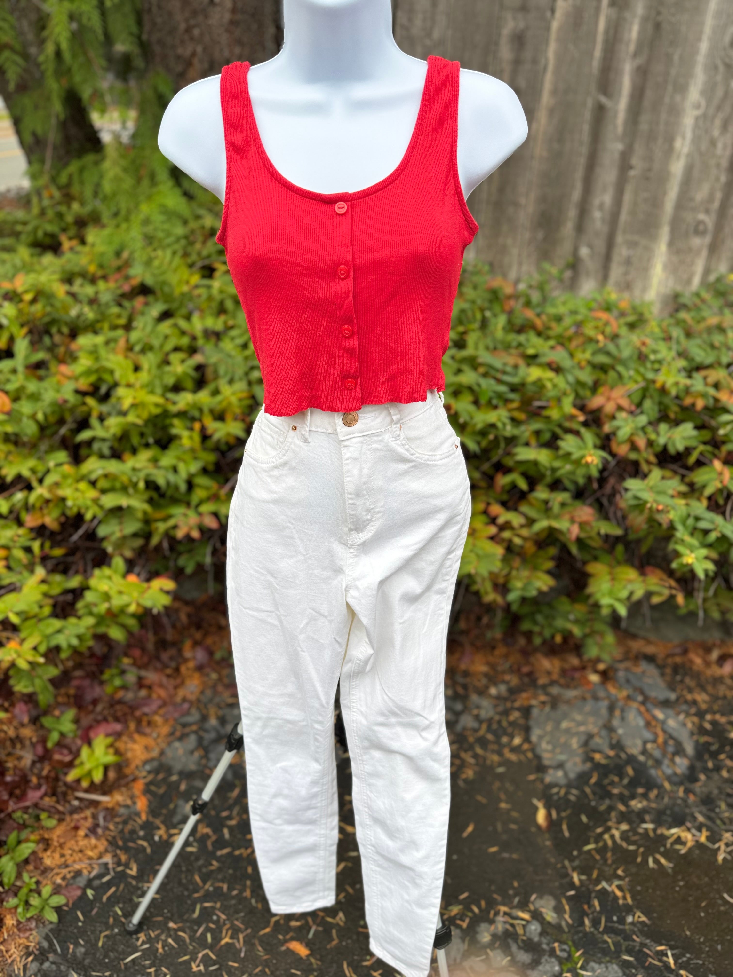 HEART & HIPS RED TANK TOP- Consigned with VARDO Vintage & Valuables vvvardo.ca