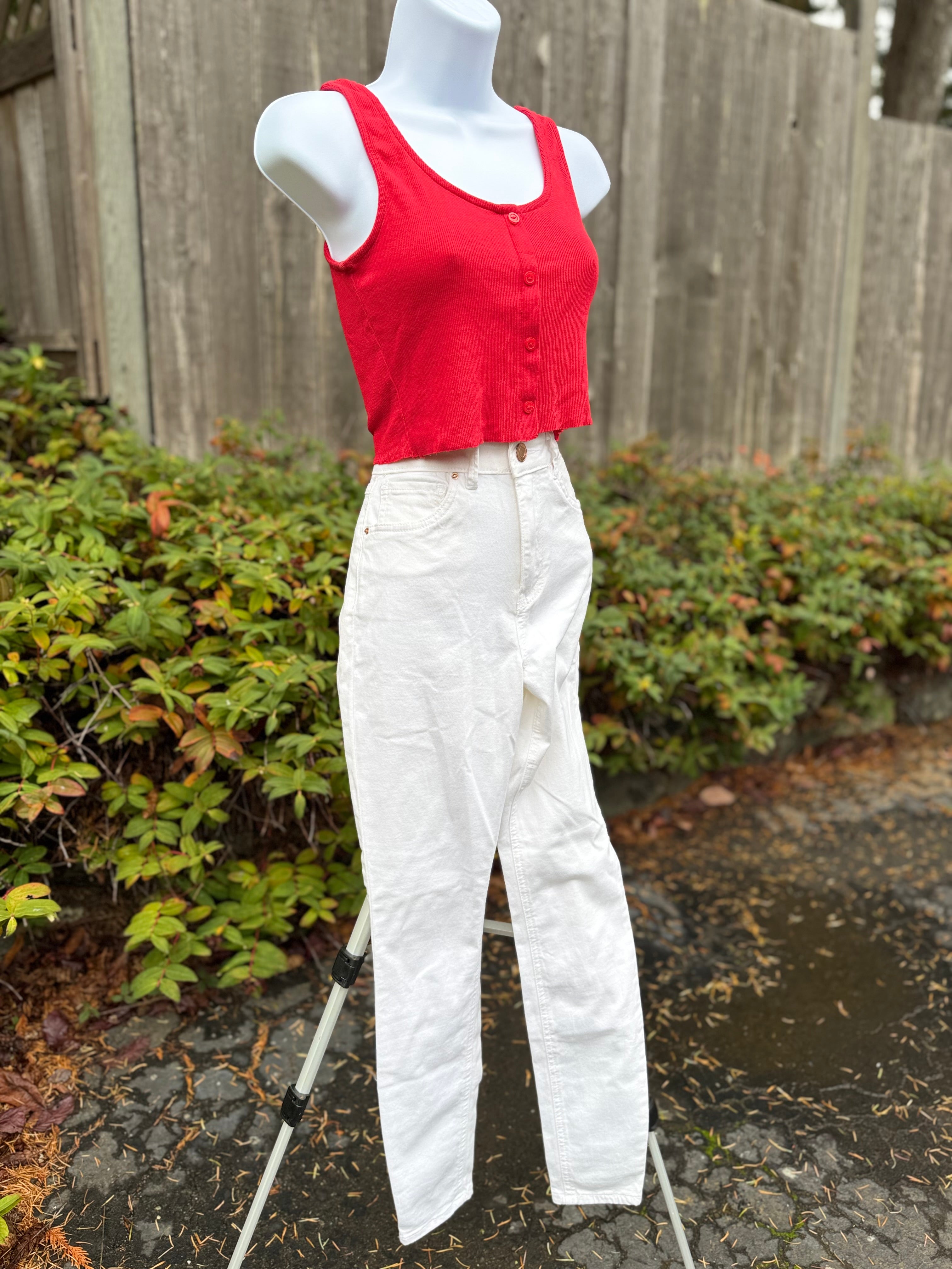 HEART & HIPS RED TANK TOP- Consigned with VARDO Vintage & Valuables vvvardo.ca