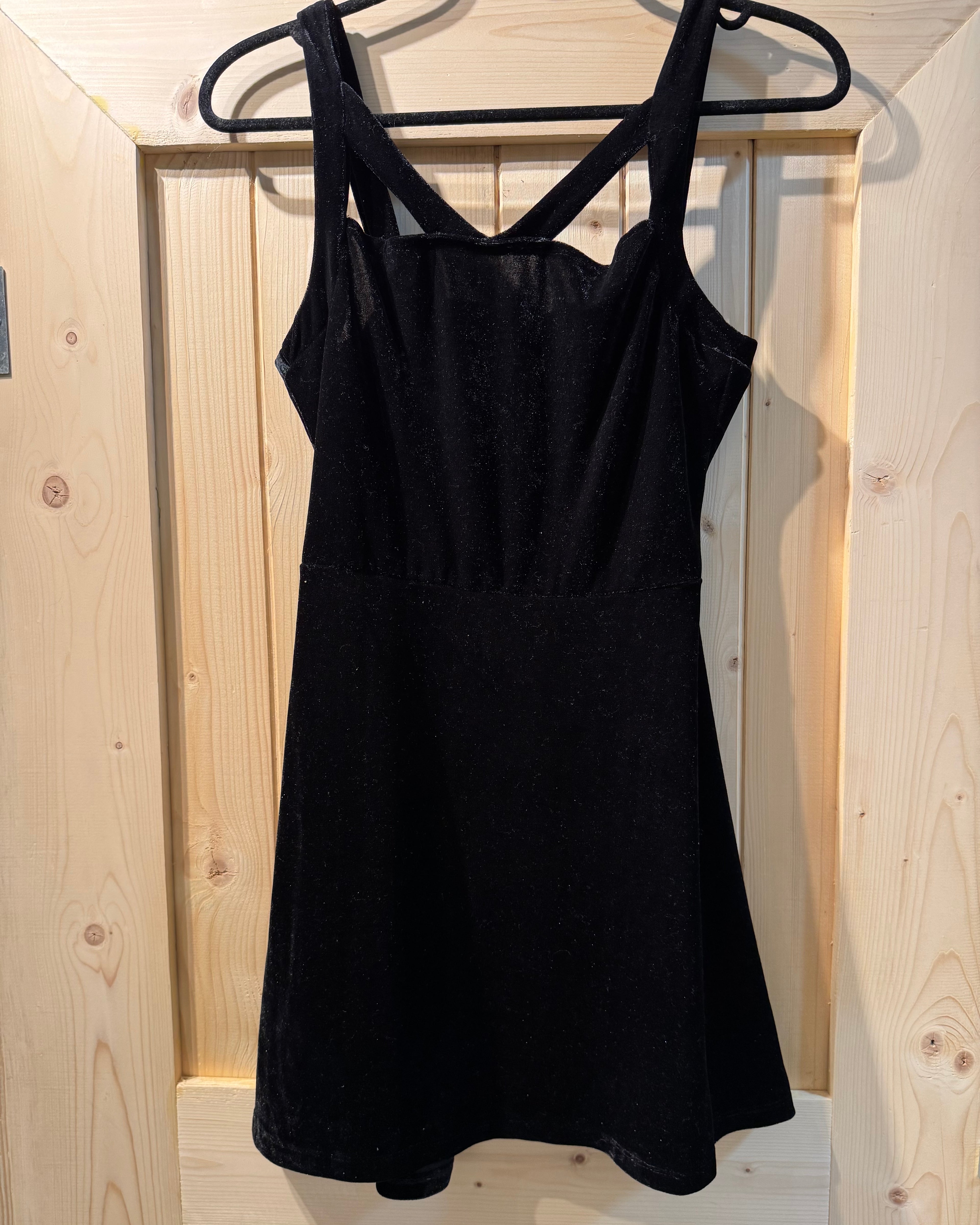 RICCIARDI LITTLE BLACK VELOUR DRESS- Consigned with VARDO Vintage & Valuables vvvardo.ca