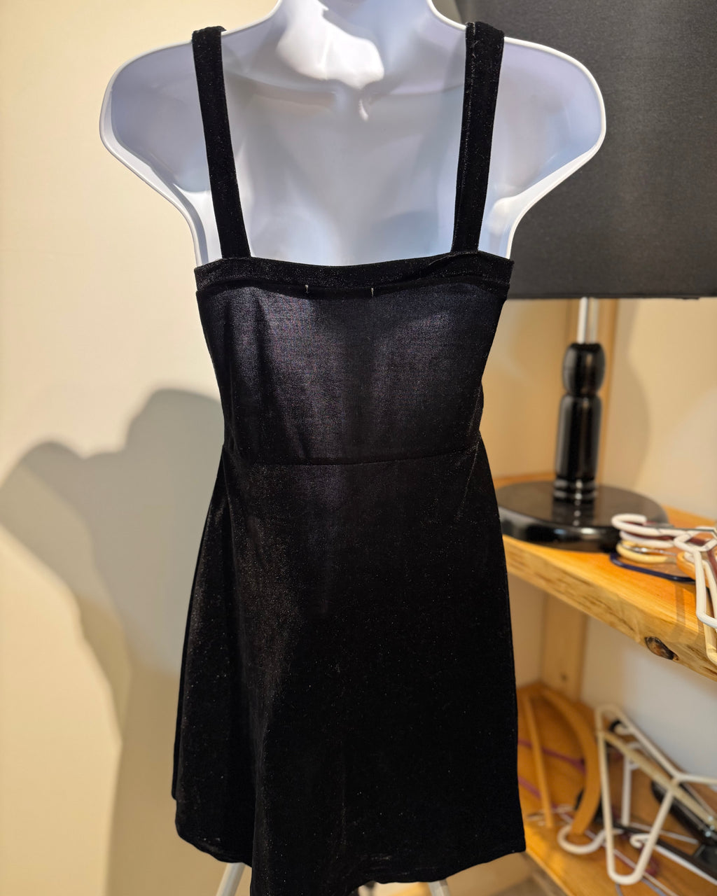 RICCIARDI LITTLE BLACK VELOUR DRESS- Consigned with VARDO Vintage & Valuables vvvardo.ca