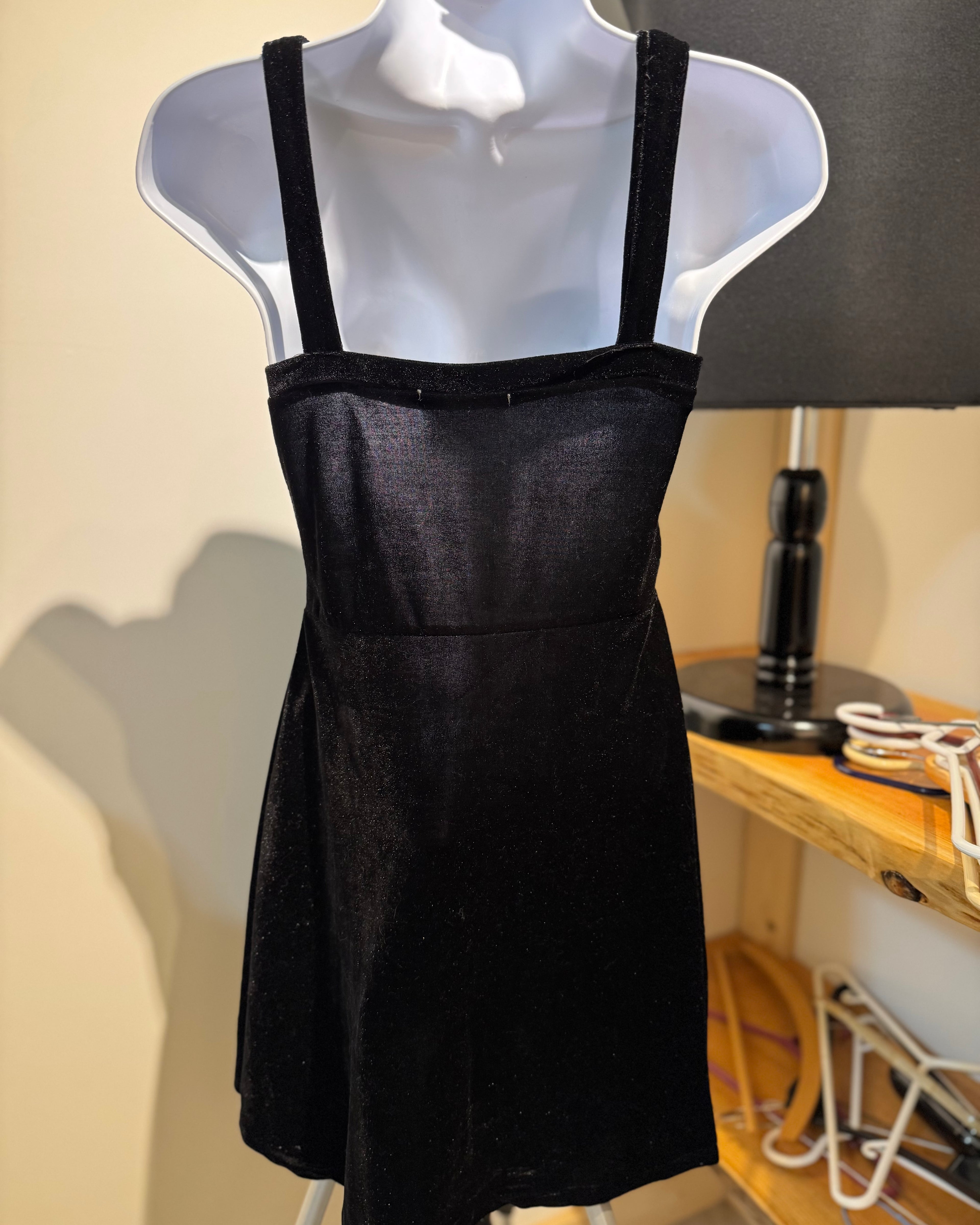 RICCIARDI LITTLE BLACK VELOUR DRESS- Consigned with VARDO Vintage & Valuables vvvardo.ca