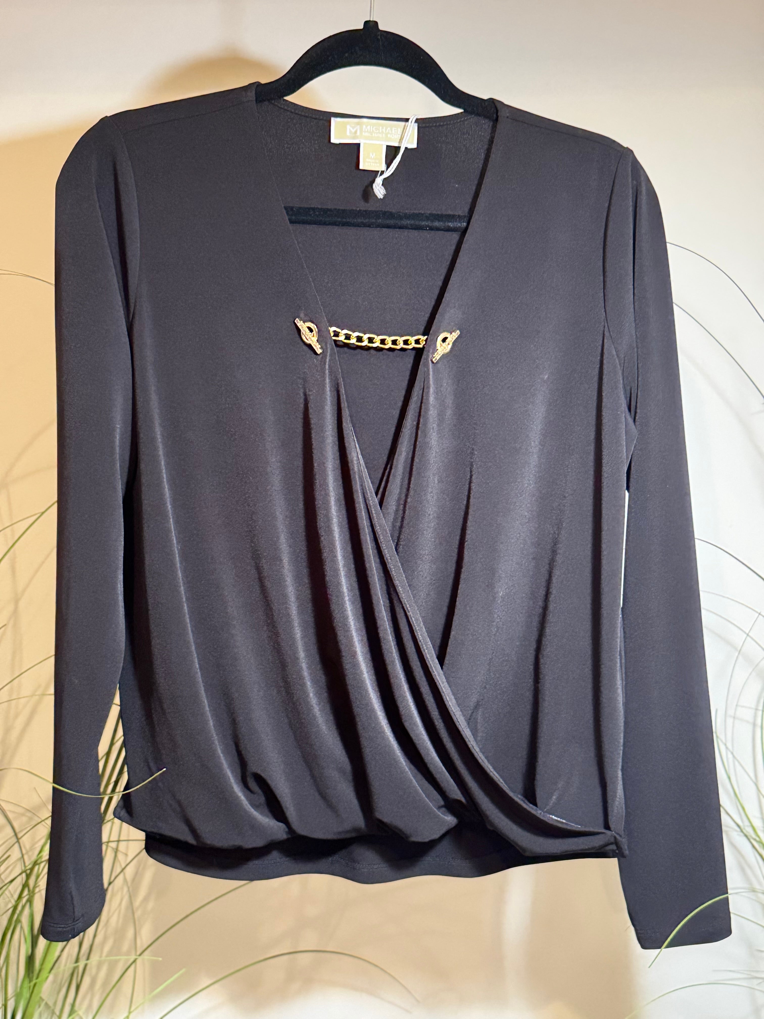 MICHAEL KORS blouse with gold tone hardware - Consigned with VARDO Vintage & Valuables vvvardo.ca