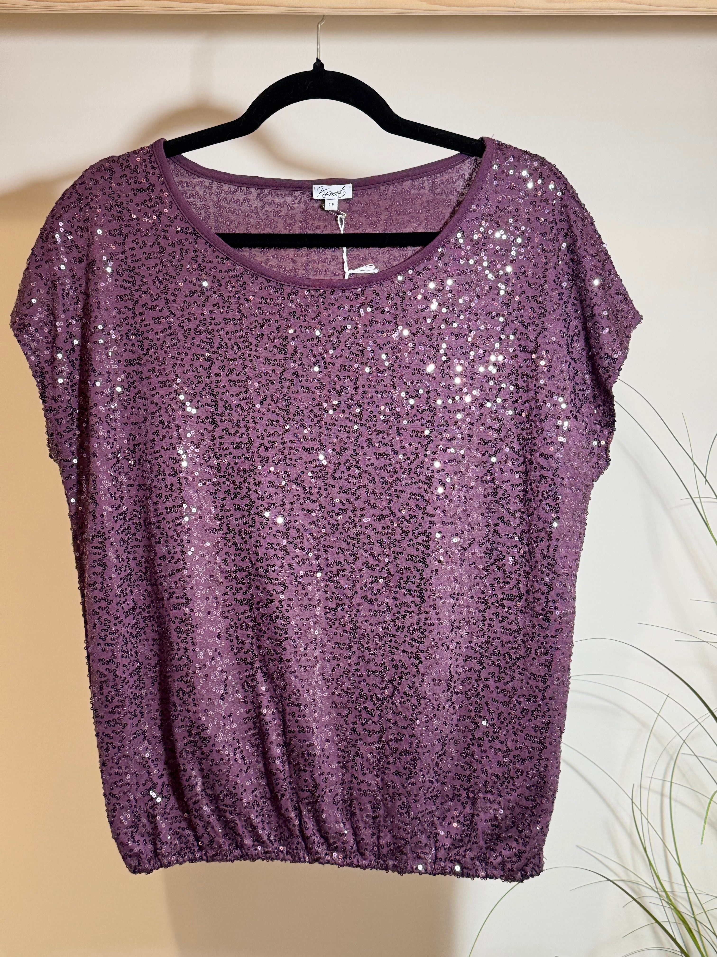 KISMET PURPLE SEQUIN TOP - Consigned with VARDO Vintage & Valuables vvvardo.ca