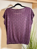 KISMET PURPLE SEQUIN TOP - Consigned with VARDO Vintage & Valuables vvvardo.ca
