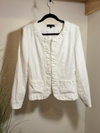 LAURA White LINEN jacket - Consigned with VARDO Vintage & Valuables vvvardo.ca