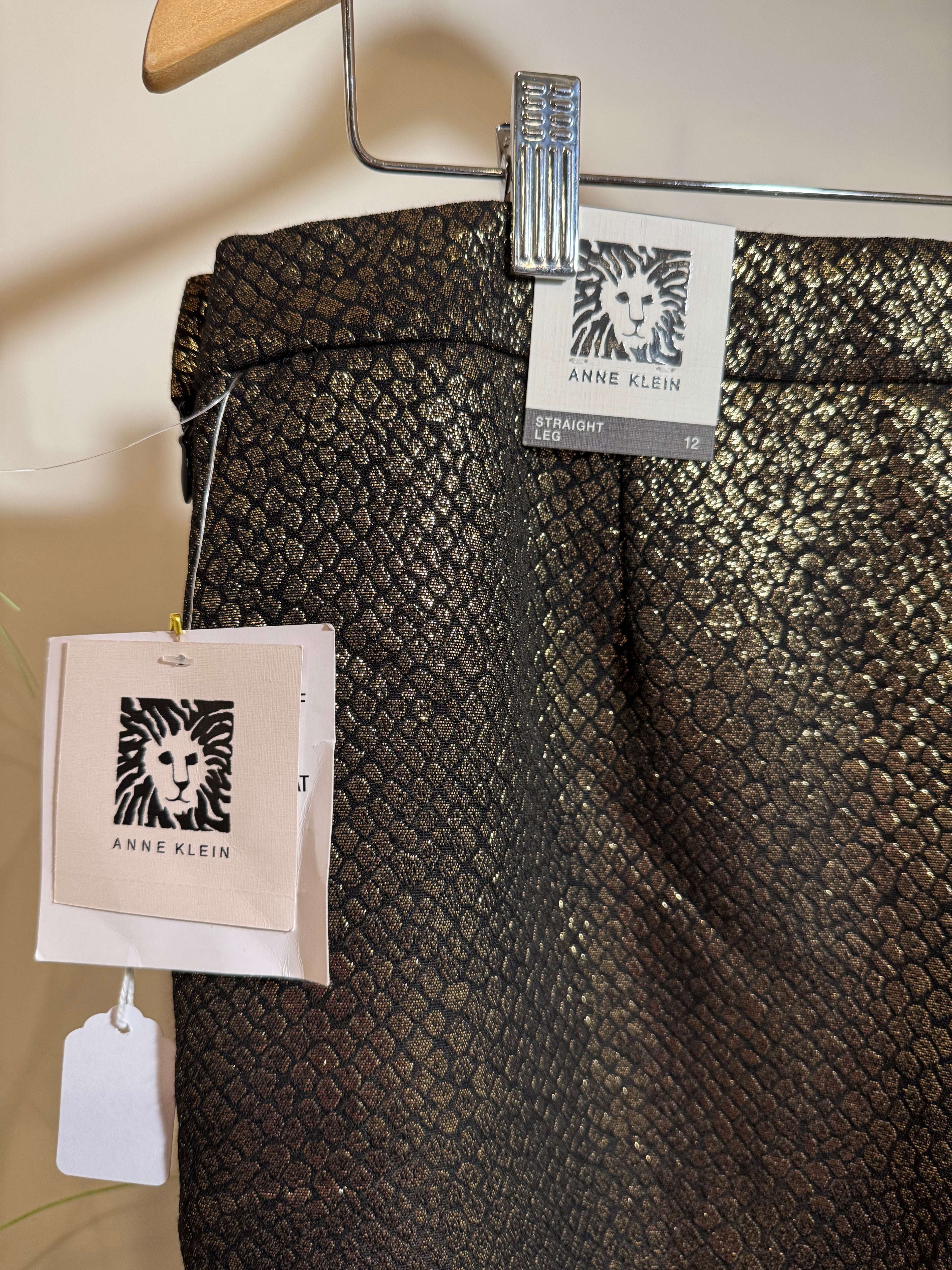 ANNE KLEIN GOLD & BLACK coloured DRESS PANTS- Consigned with VARDO Vintage & Valuables vvvardo.ca