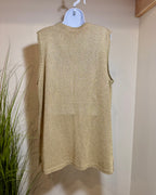 Vintage GOLD tone METALLIC knit cardigan vest - Consigned with VARDO Vintage & Valuables vvvardo.ca