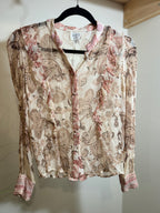 HEMANT & NANDITA RUFFLE BLOUSE WITH EMBELLISHED COLLAR - Consigned with VARDO Vintage & Valuables vvvardo.ca
