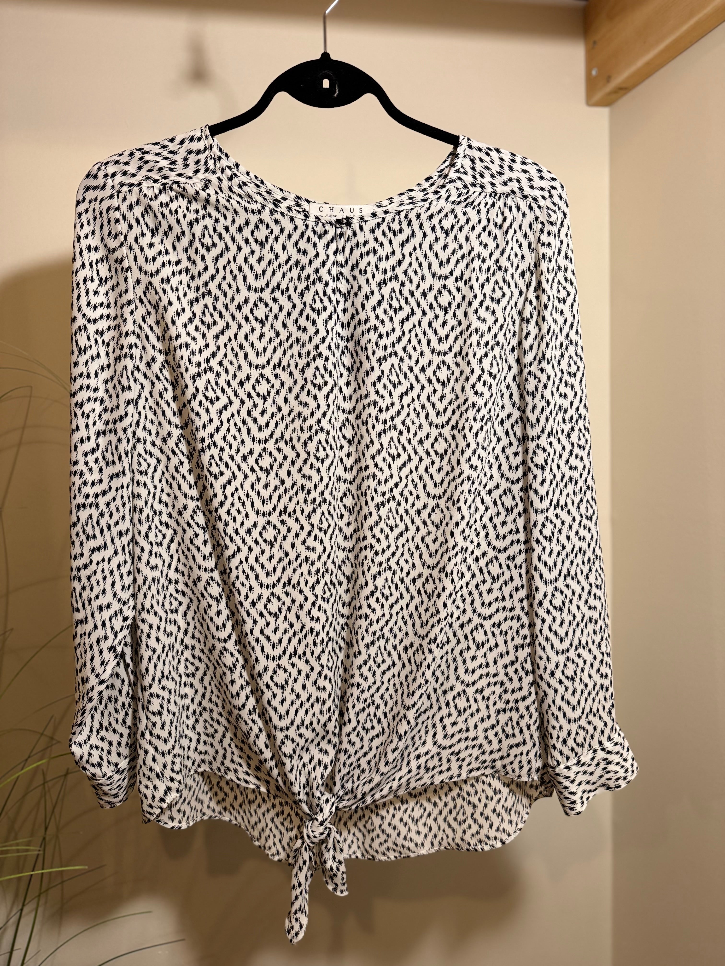 Chaus Long Sleeve Front Tie BLOUSE - Consigned with VARDO Vintage & Valuables vvvardo.ca