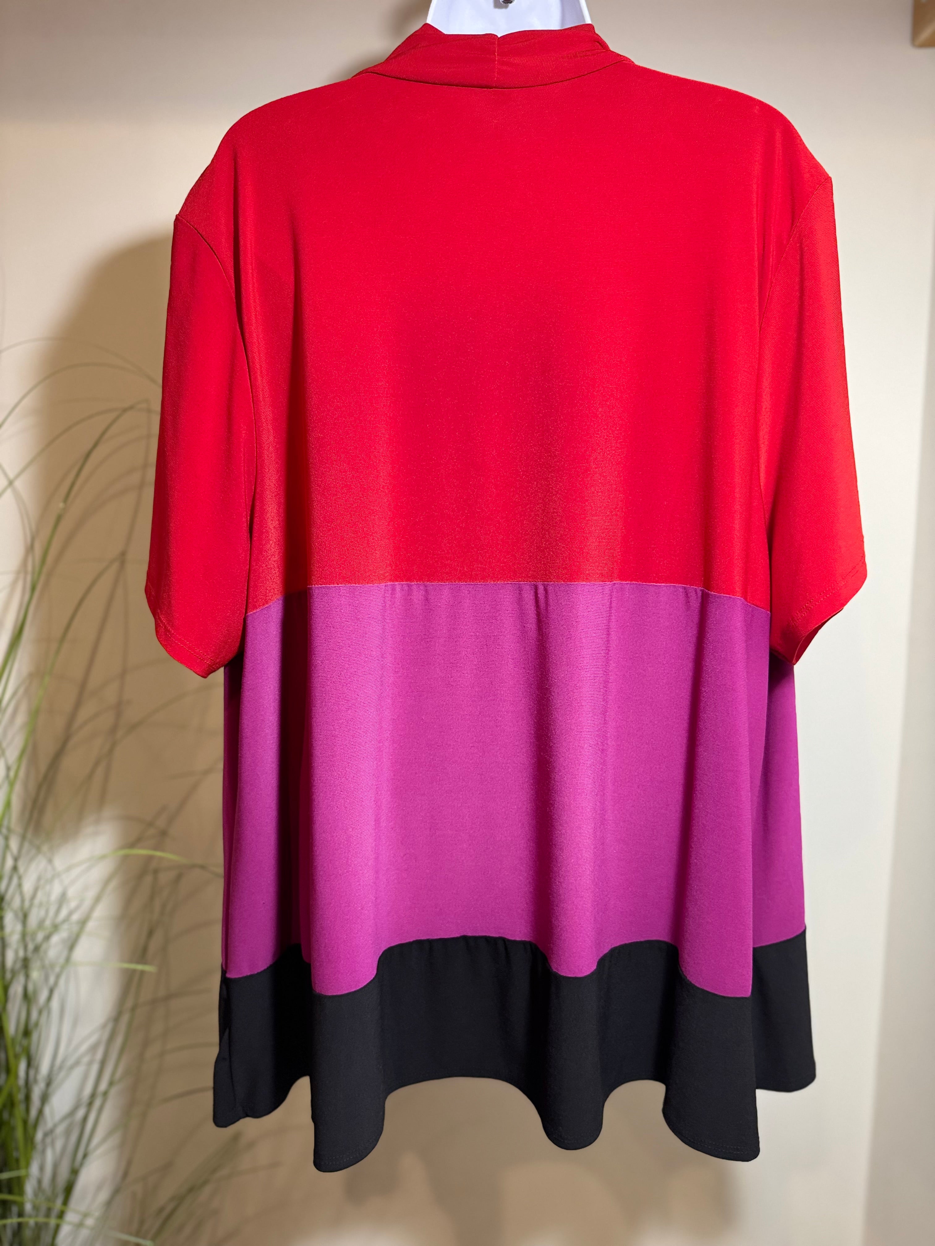 Tiana B. Open Front Colour Block Cover-up Cardigan - Consigned with VARDO Vintage & Valuables vvvardo.ca
