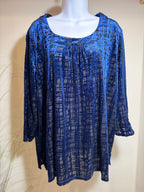 TANJAY 3/4 sleeve VELOUR BLOUSE - Consigned with VARDO Vintage & Valuables vvvardo.ca