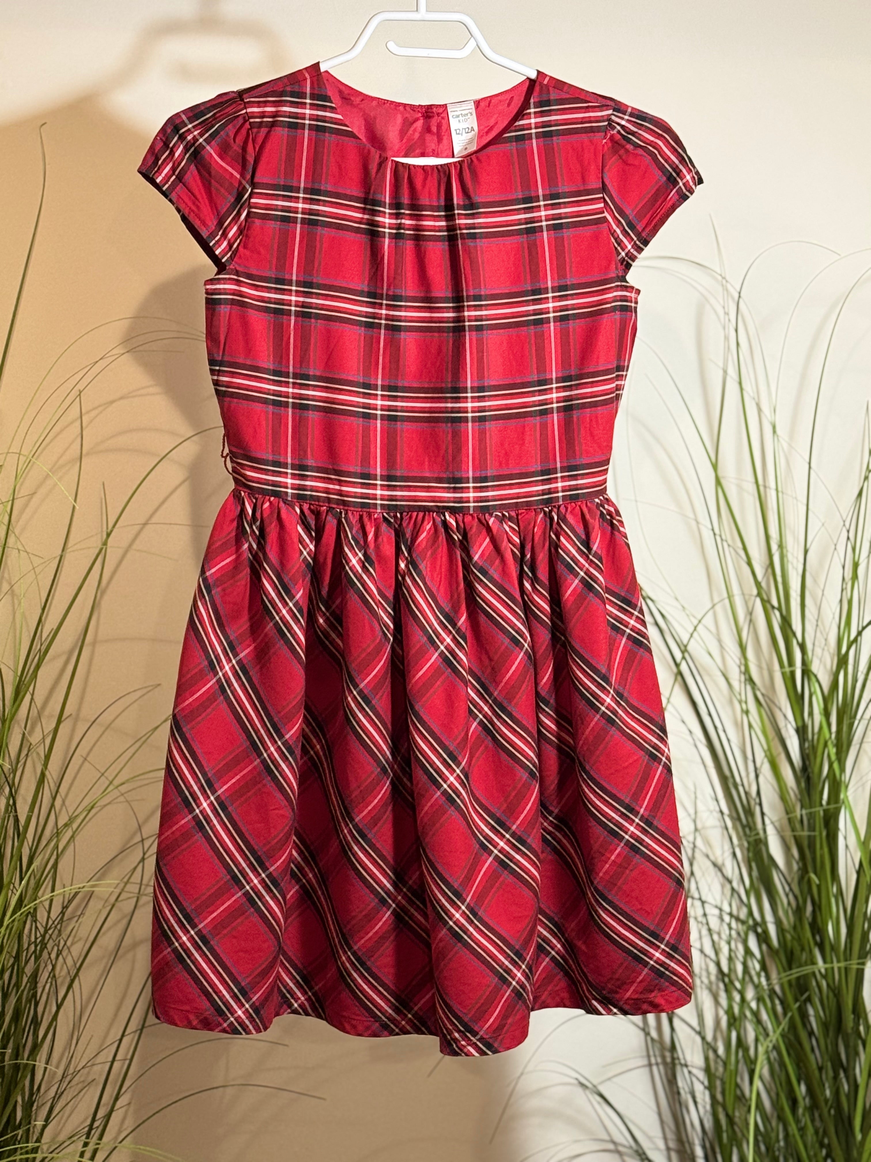 CARTER'S KID RED PLAID DRESS- Consigned with VARDO Vintage & Valuables vvvardo.ca