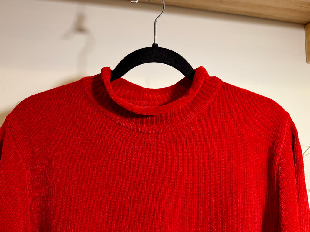Vintage GLORIA VANDERBILT red chenille Sweater