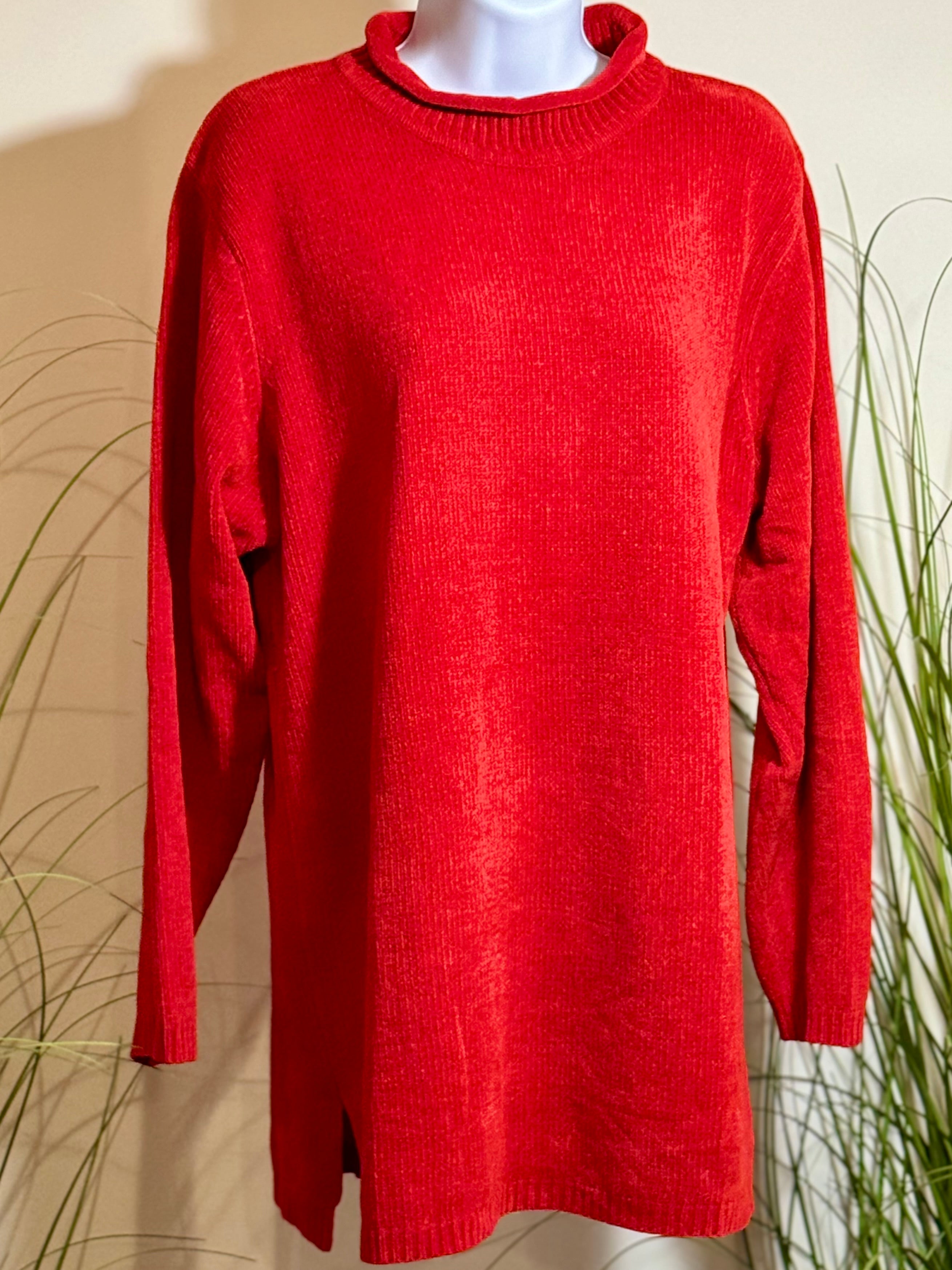 Vintage GLORIA VANDERBILT red chenille SWEATER- Consigned with VARDO Vintage & Valuables vvvardo.ca