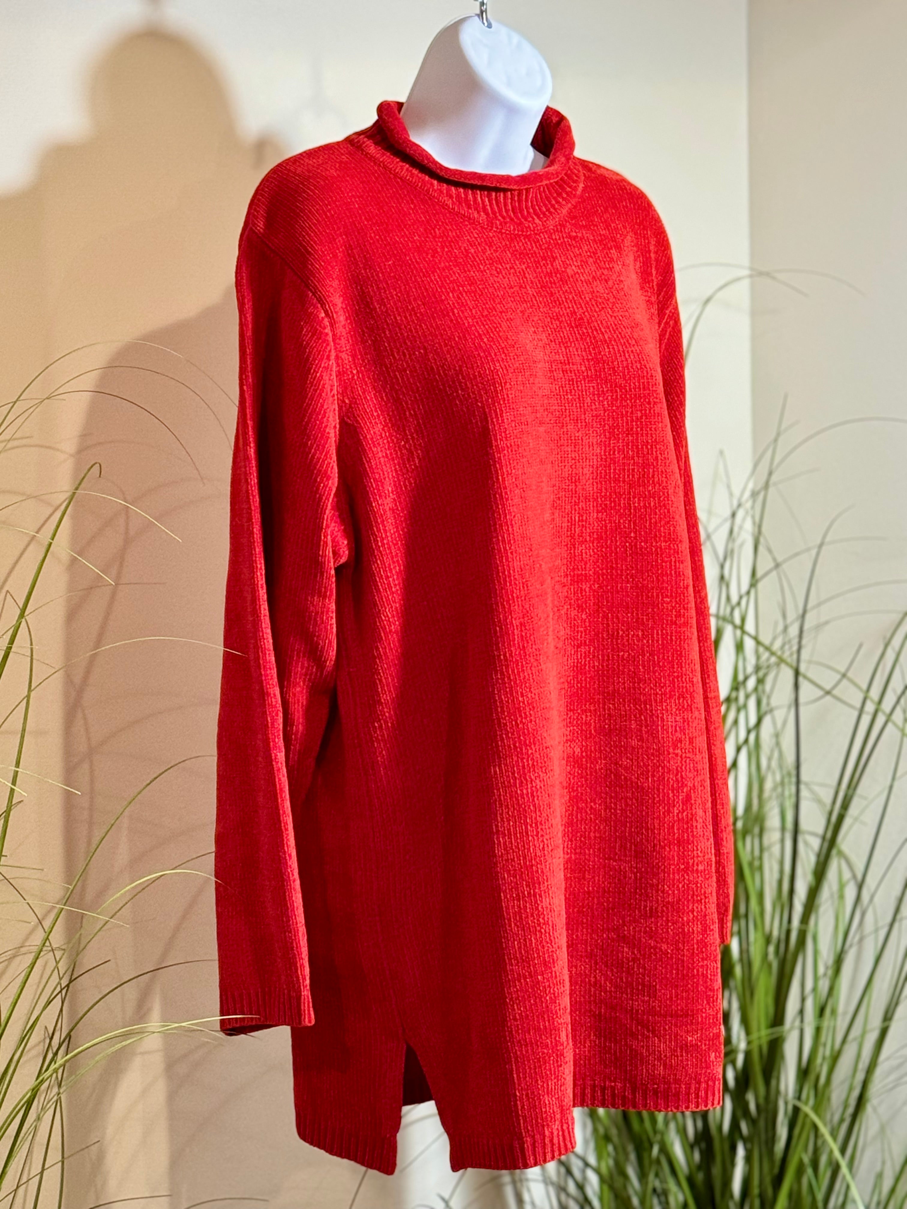 Vintage GLORIA VANDERBILT red chenille SWEATER- Consigned with VARDO Vintage & Valuables vvvardo.ca