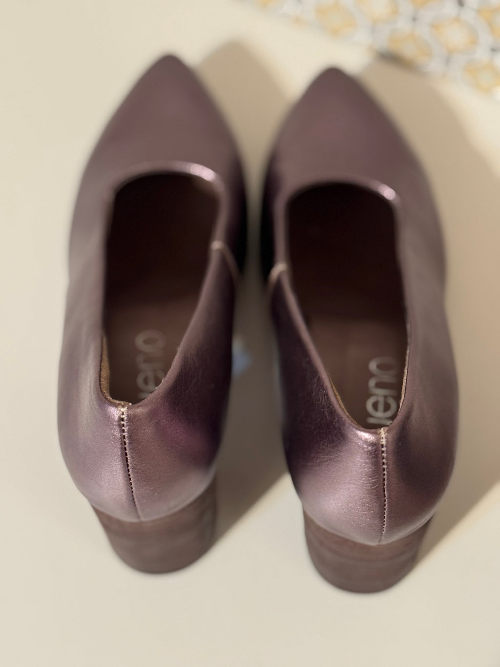 BUENO BLOCK HEEL METALLIC PUMPS - consigned with VARDO Vintage & Valuables vvvardo.ca