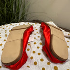 Zara Red Satin Ballet Flats - Bow Detail