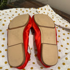Zara Red Satin Ballet Flats - Bow Detail