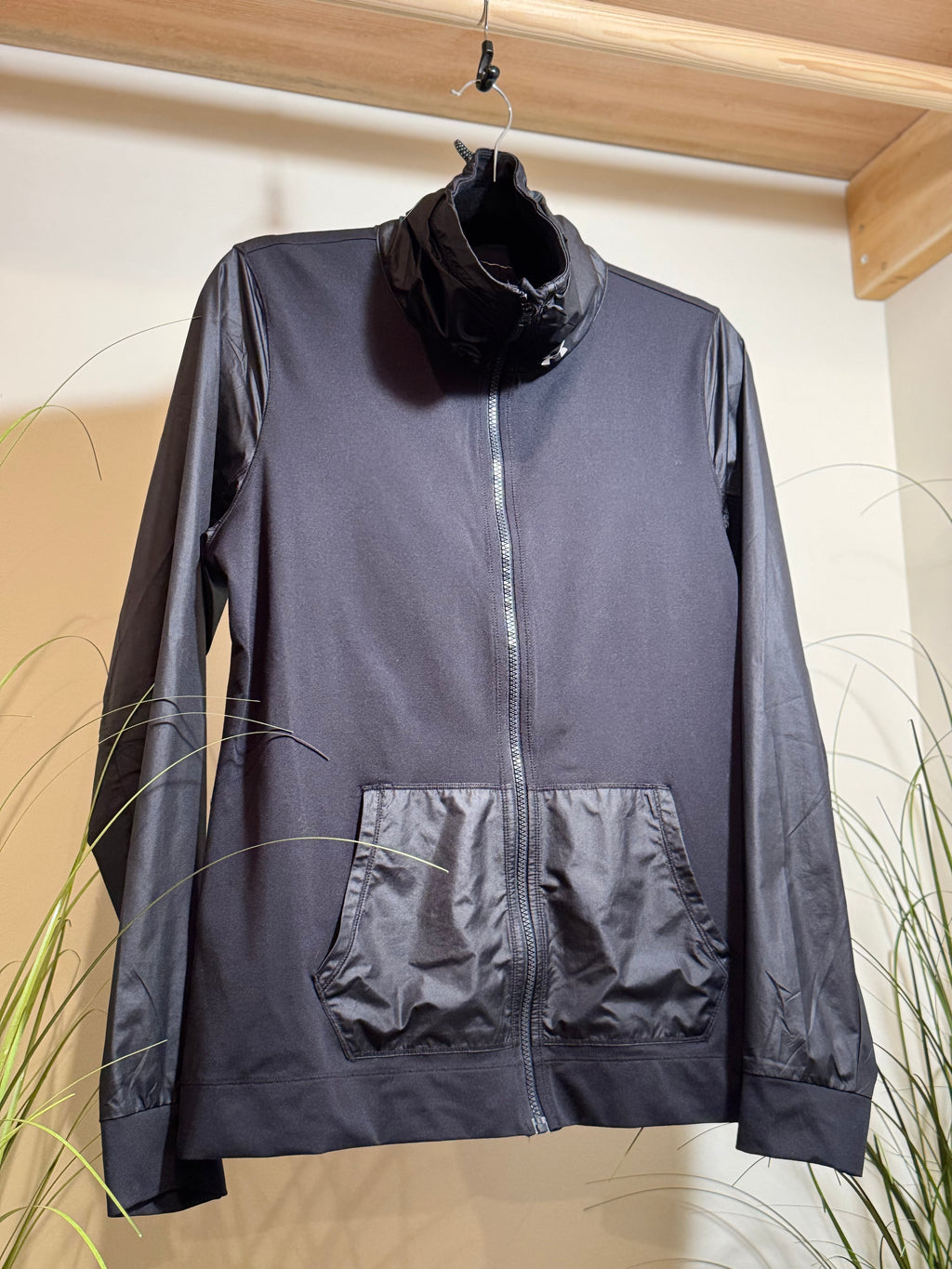 Under Armour, Black Zip-Up Jacket - high collar