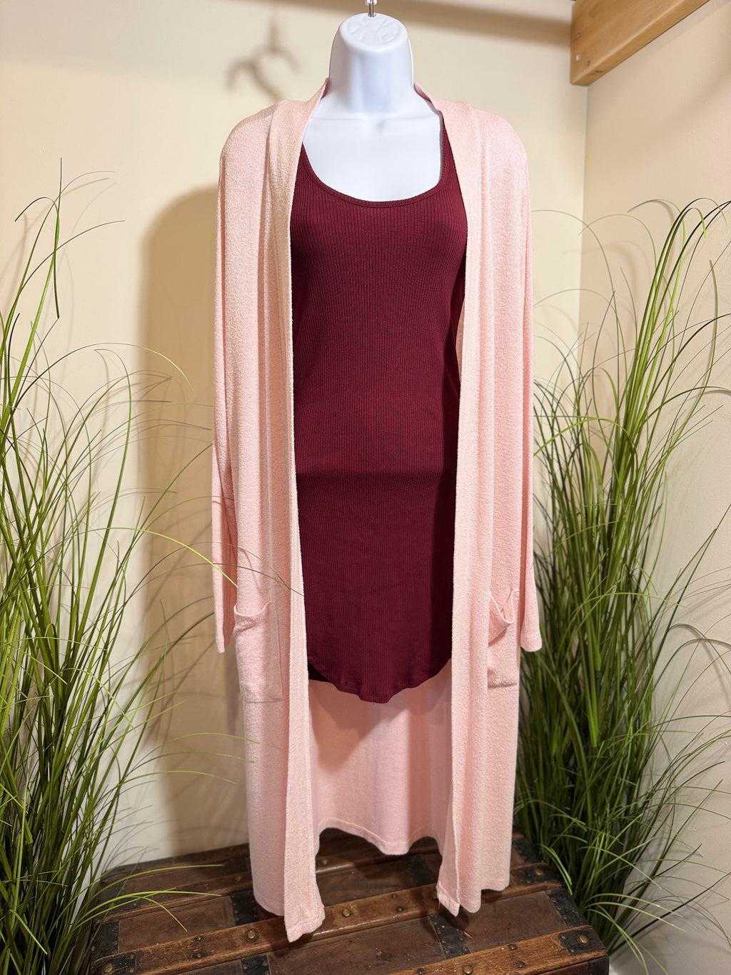 Faded Glory Duster Maxi Cardigan- Pink