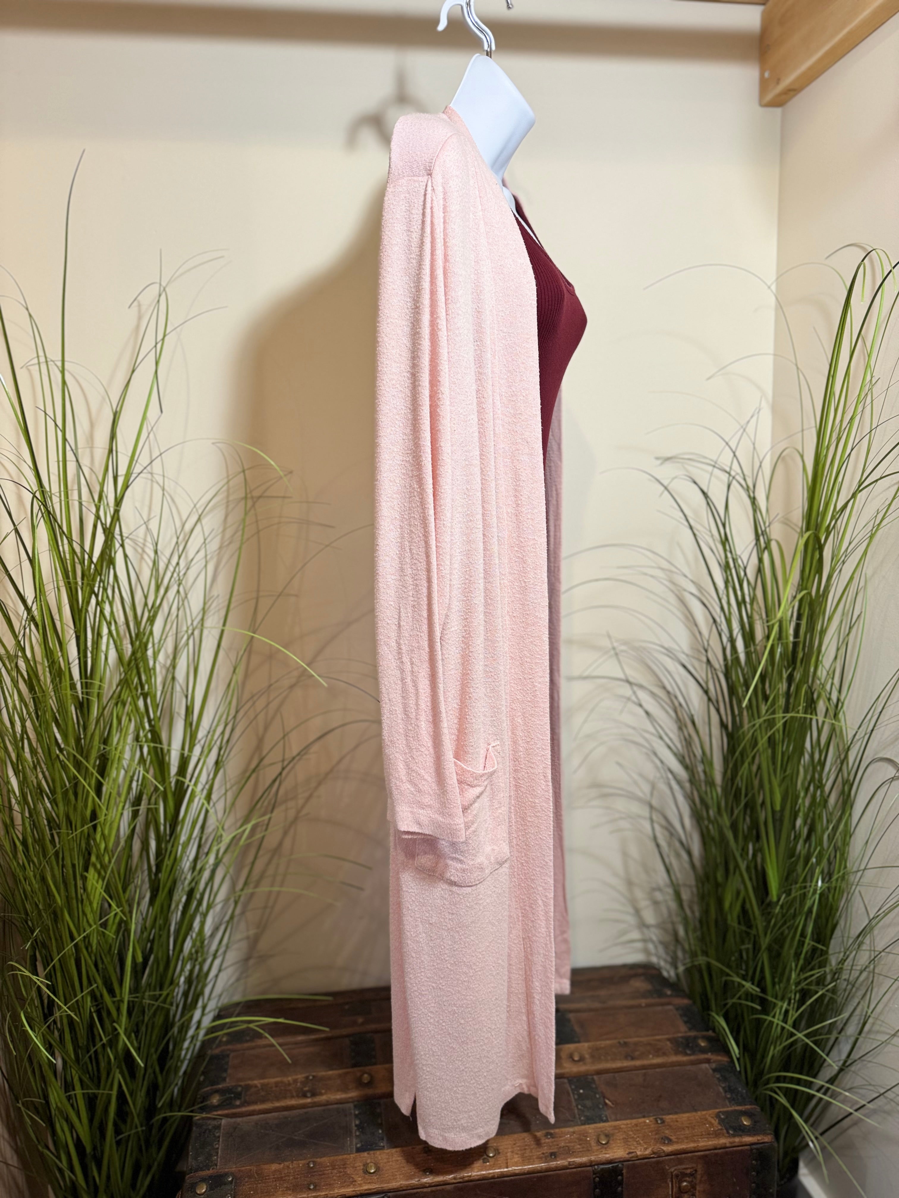 Faded Glory Duster Maxi Cardigan- Pink