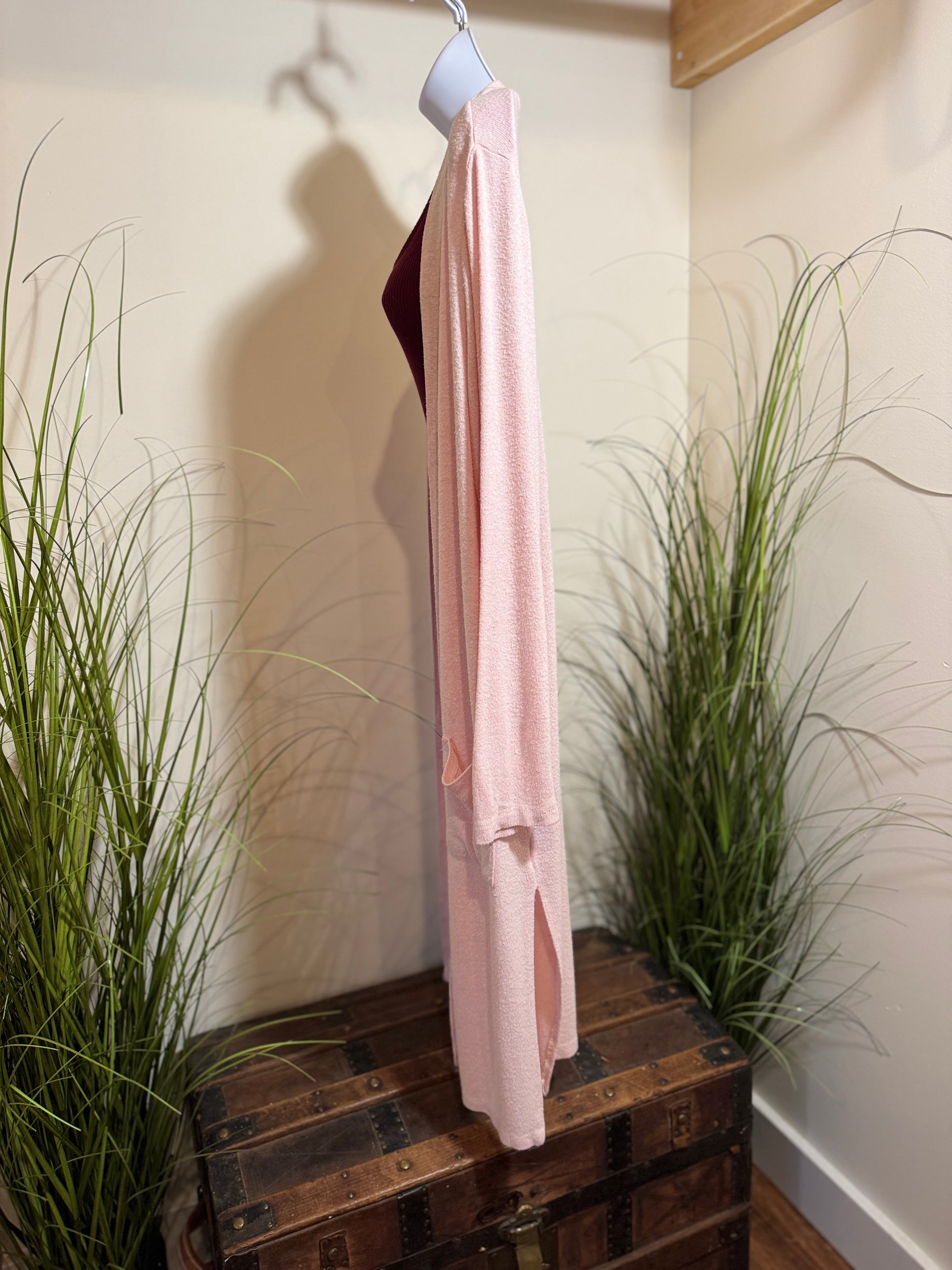 Faded Glory Duster Maxi Cardigan- Pink