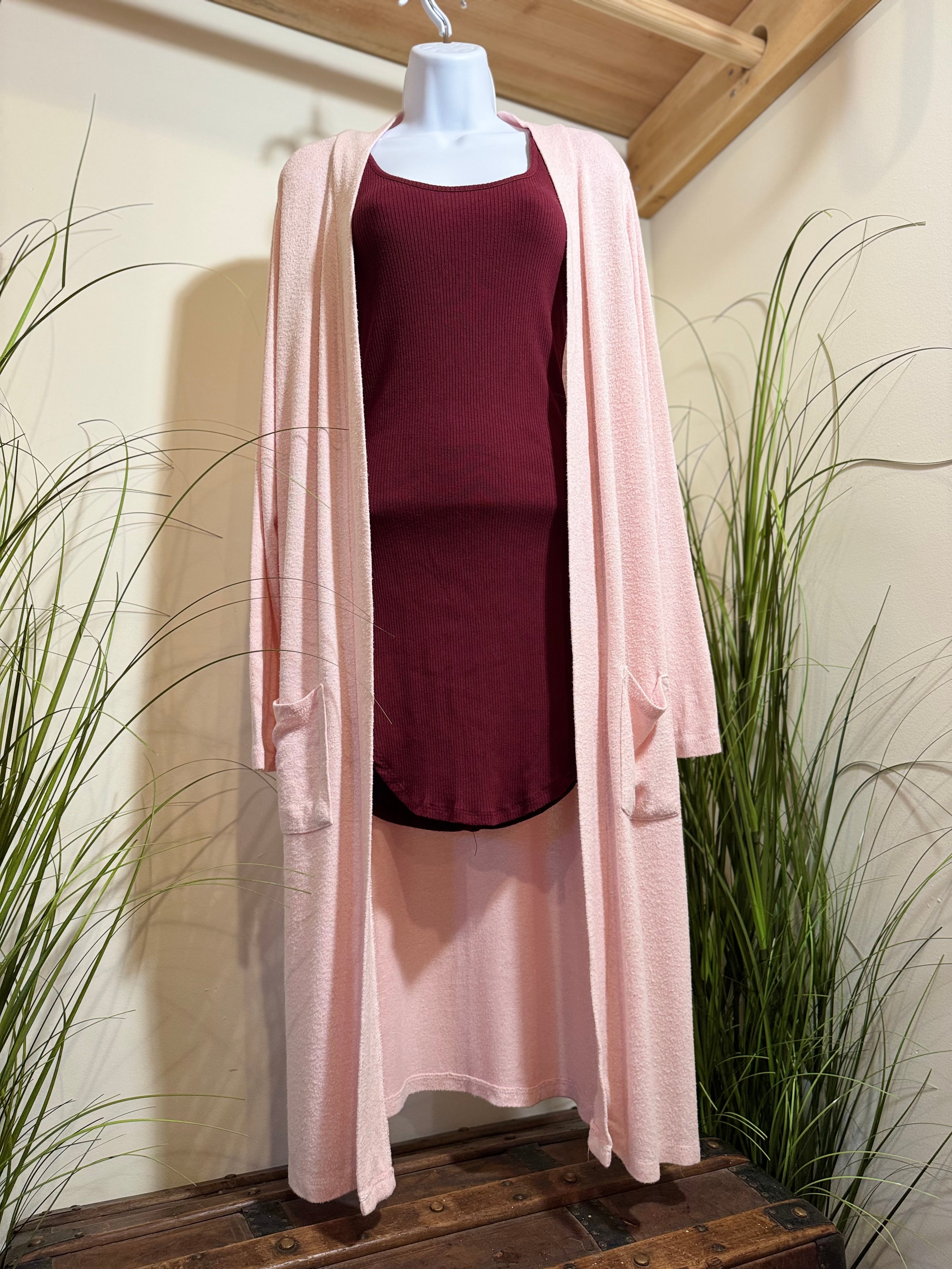 Faded Glory Duster Maxi Cardigan- Pink