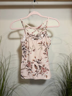 Ardene Floral Strappy Tank Top- Soft Pink