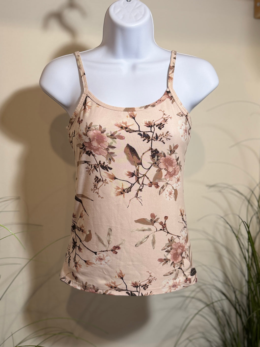 Ardene Floral Strappy Tank Top- Soft Pink