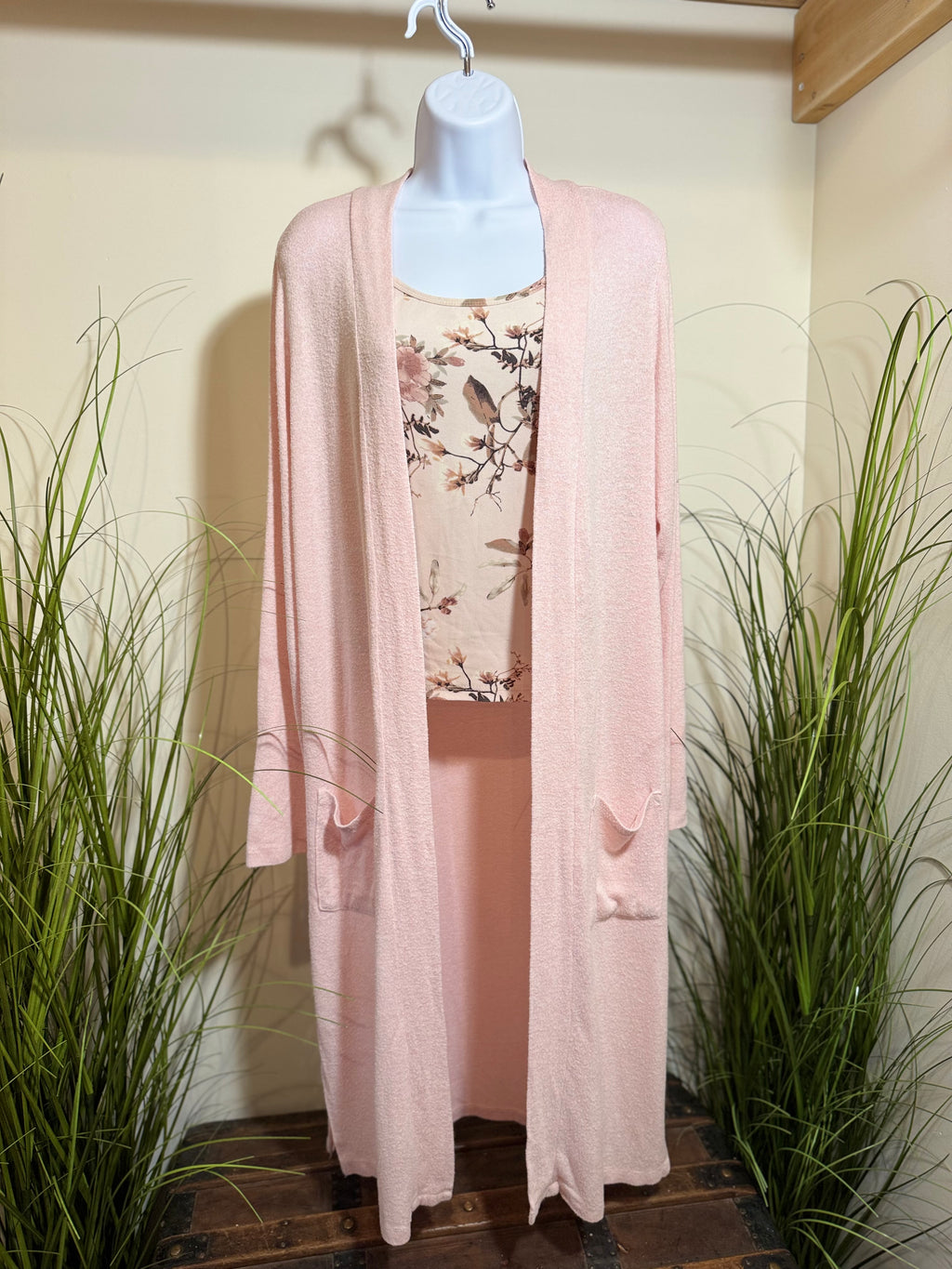 Faded Glory Duster Maxi Cardigan- Pink