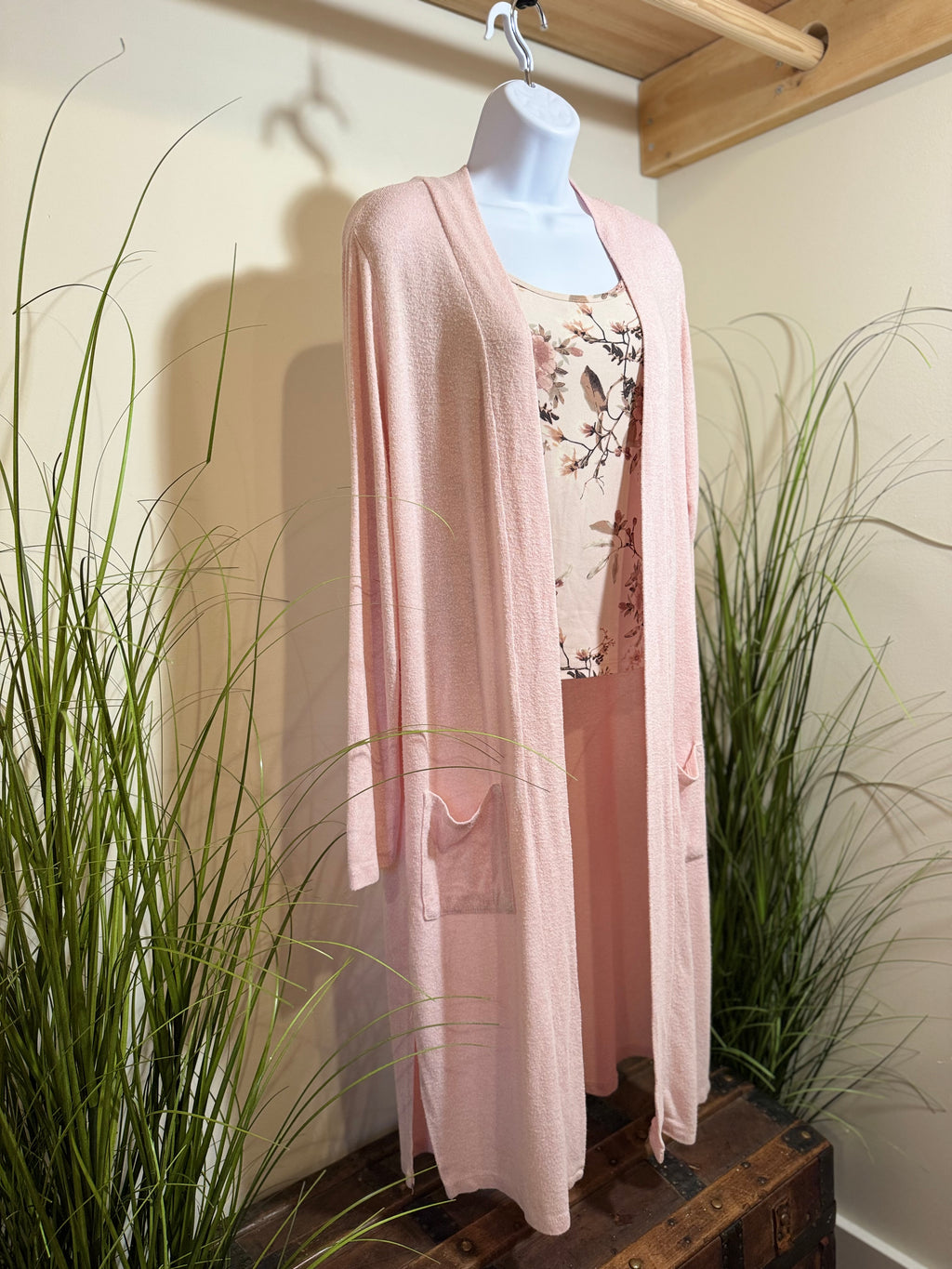 Faded Glory Duster Maxi Cardigan- Pink