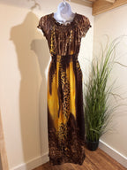 Kitschy Maxi Dress- Adjustable Fit Elasticized Neck, Bust and Sleeve Trim