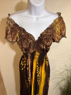 Kitschy Maxi Dress- Adjustable Fit Elasticized Neck, Bust and Sleeve Trim