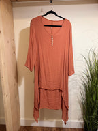Light Flowy Asymmetrical Dress- Natural Buttons
