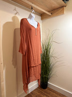 Light Flowy Asymmetrical Dress- Natural Buttons