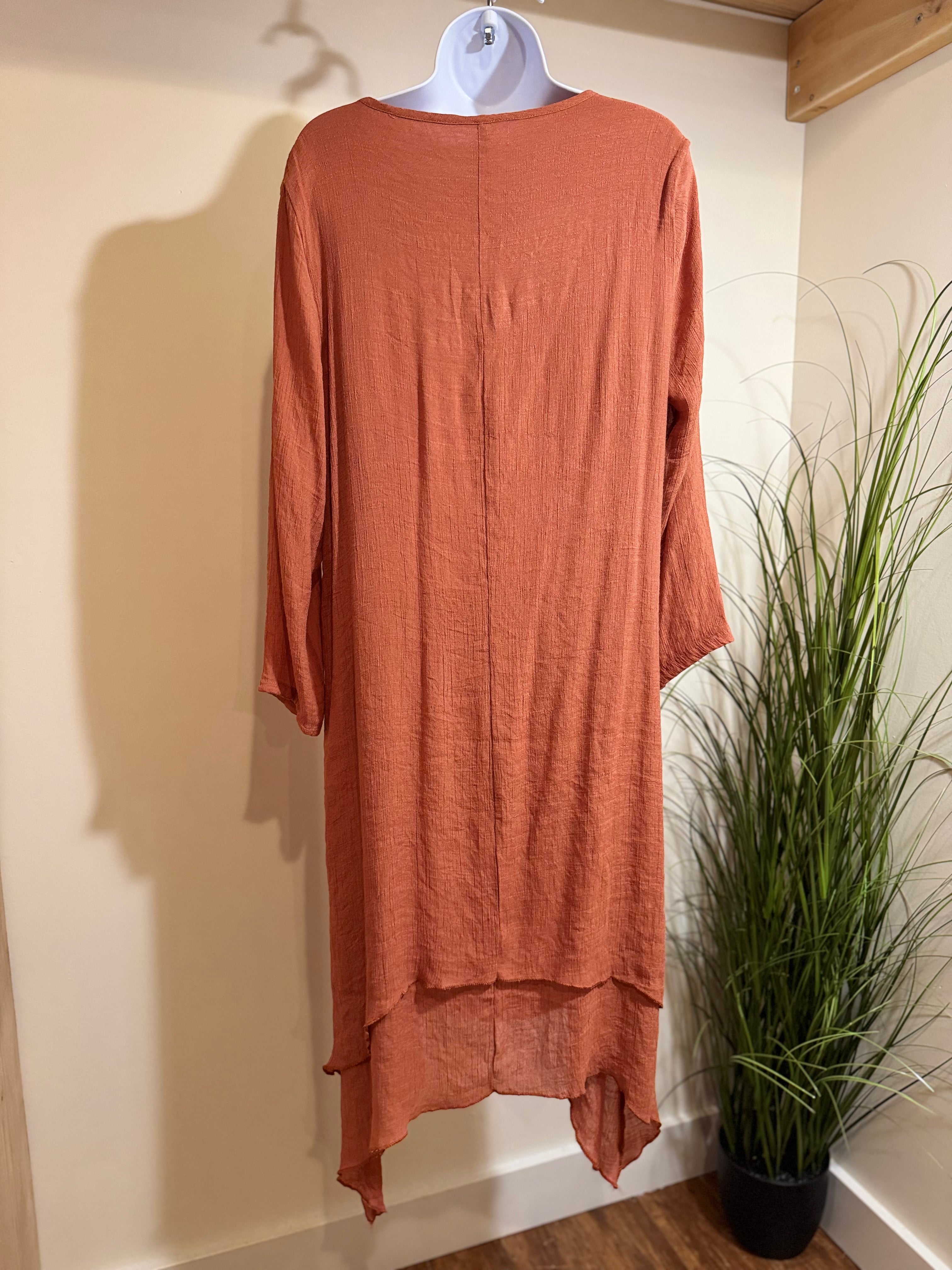 Light Flowy Asymmetrical Dress- Natural Buttons