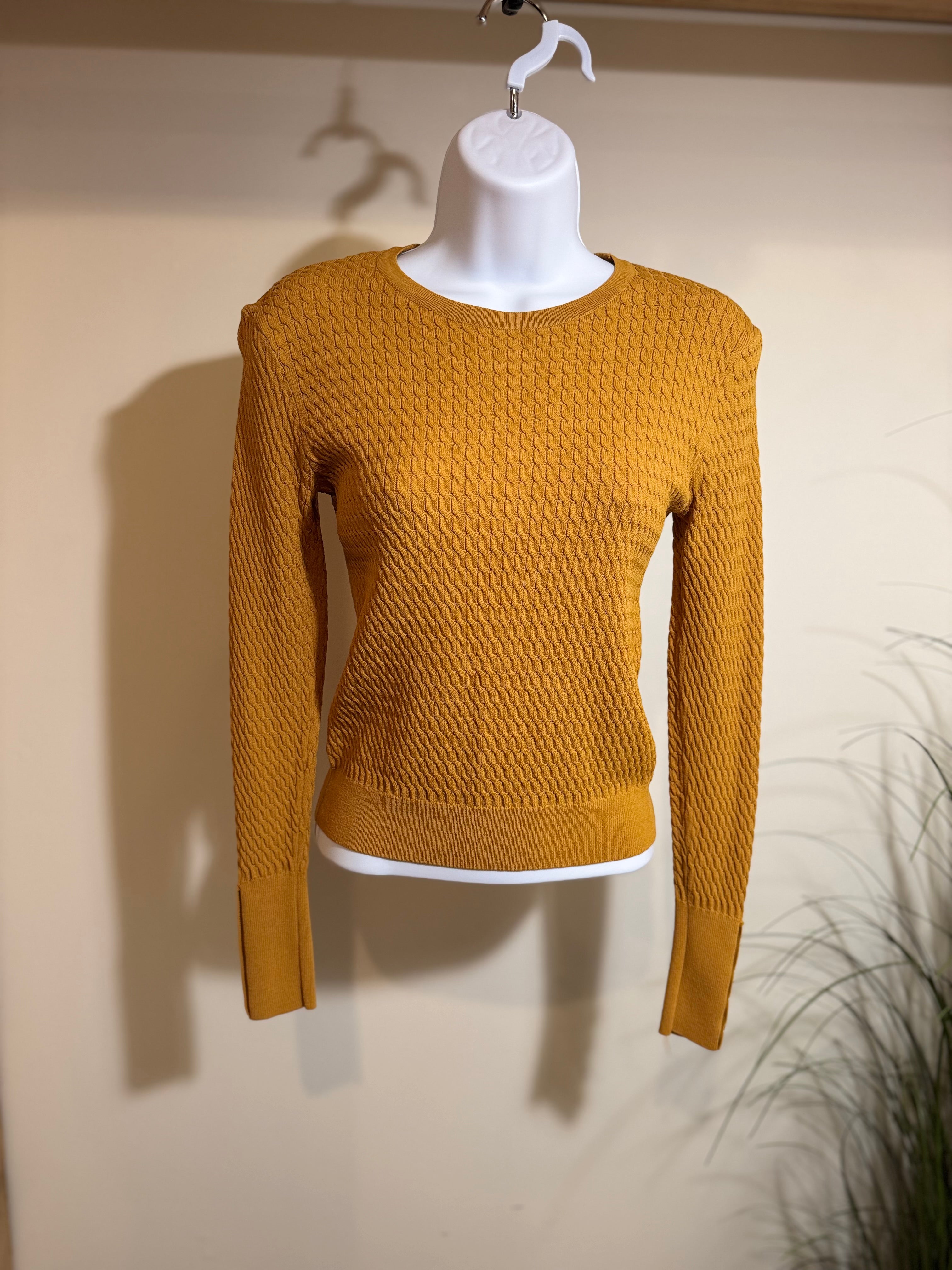 Zara Mustard Yellow Sweater - Pearl Button Cuffs