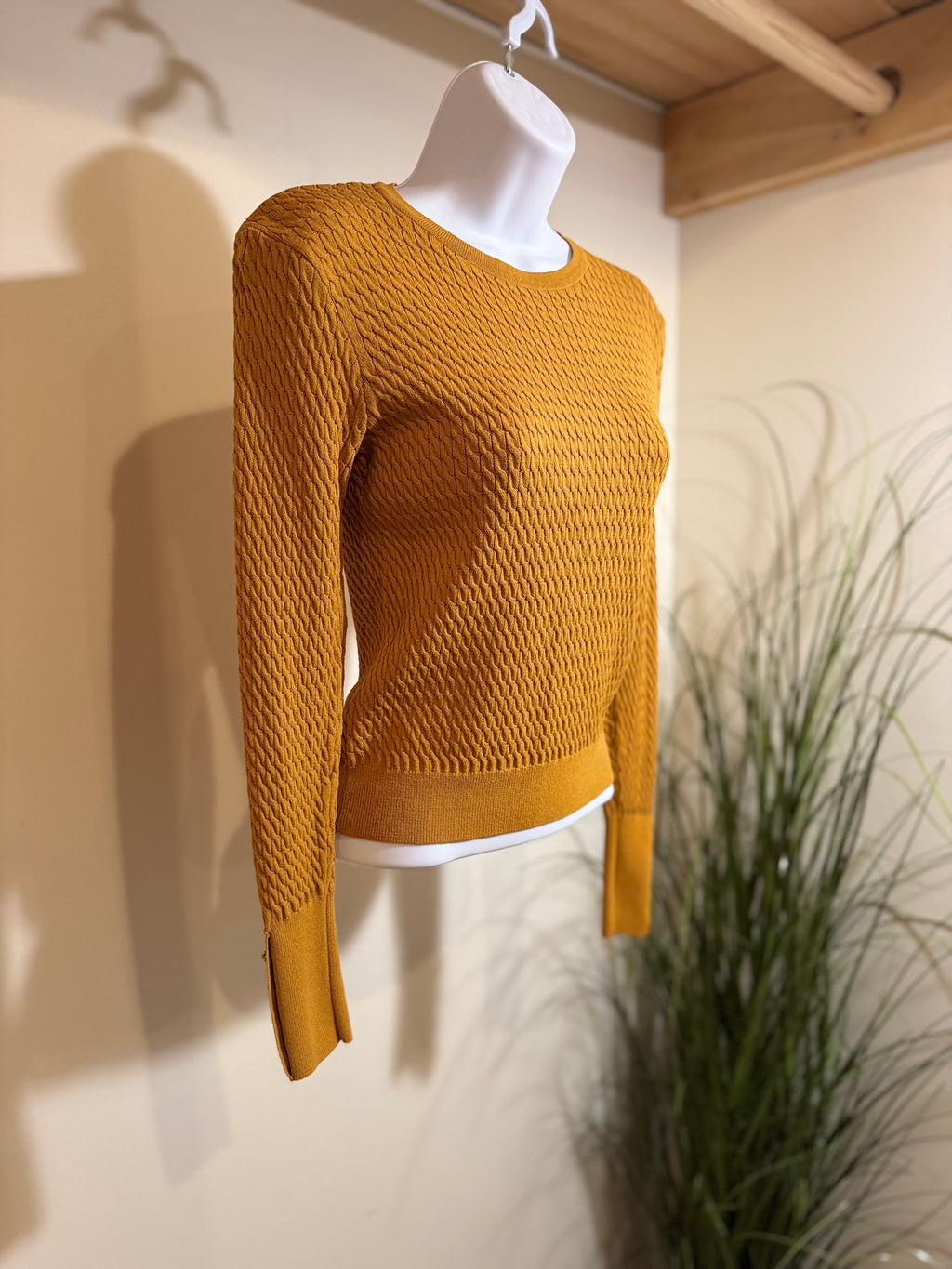 Zara Mustard Yellow Sweater - Pearl Button Cuffs