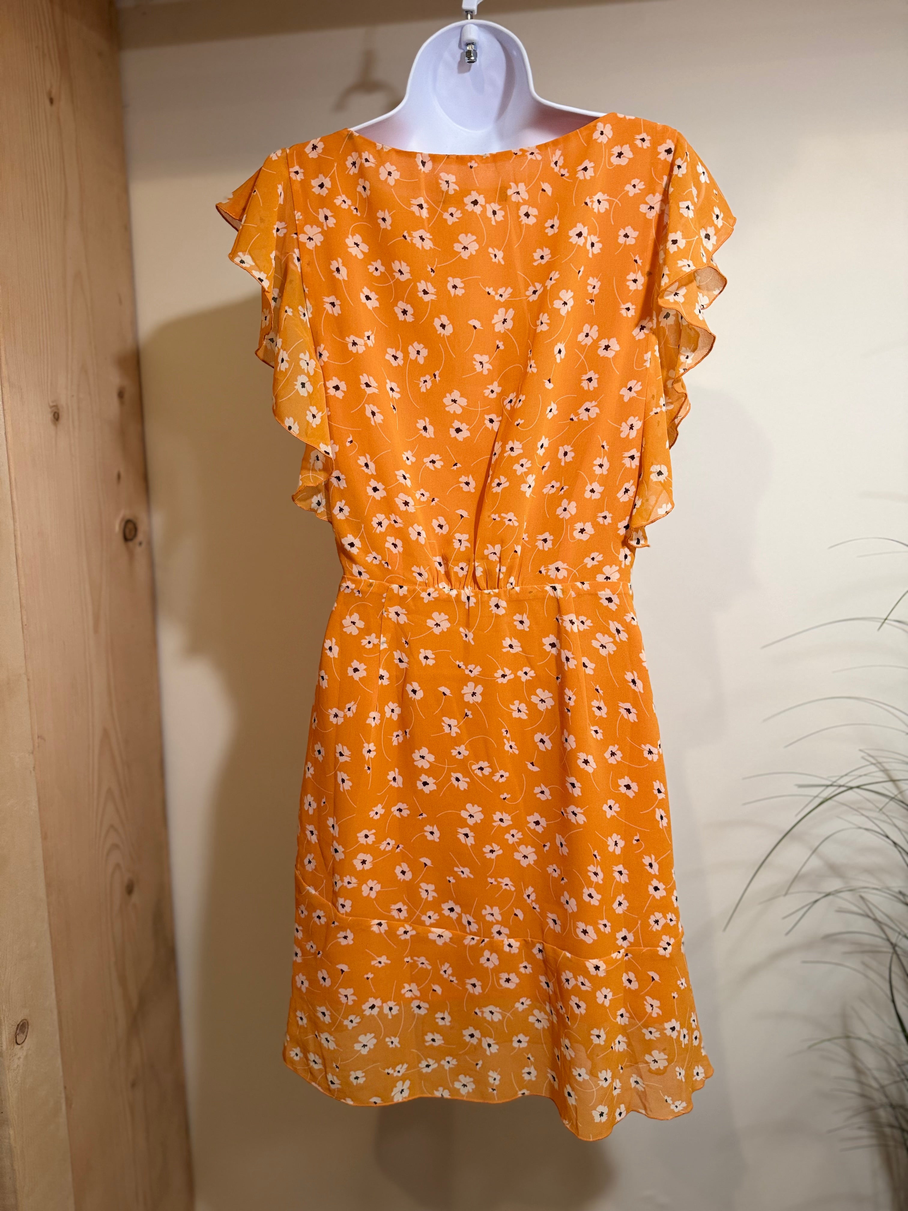 MNG Basics Orange Floral Dress- Size 4