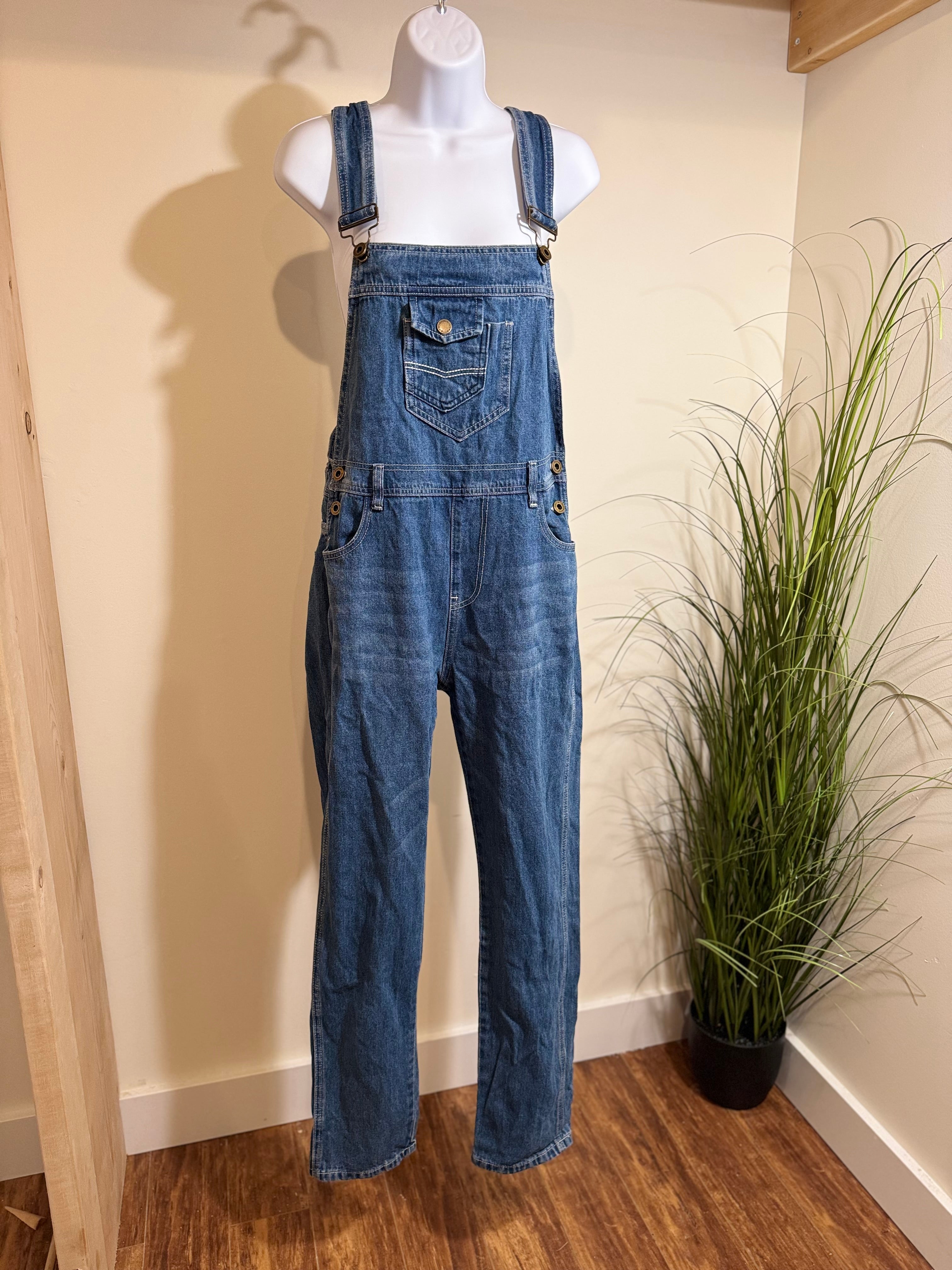 Anna-Kaci Straight Leg Denim Overalls With Pocket Bib