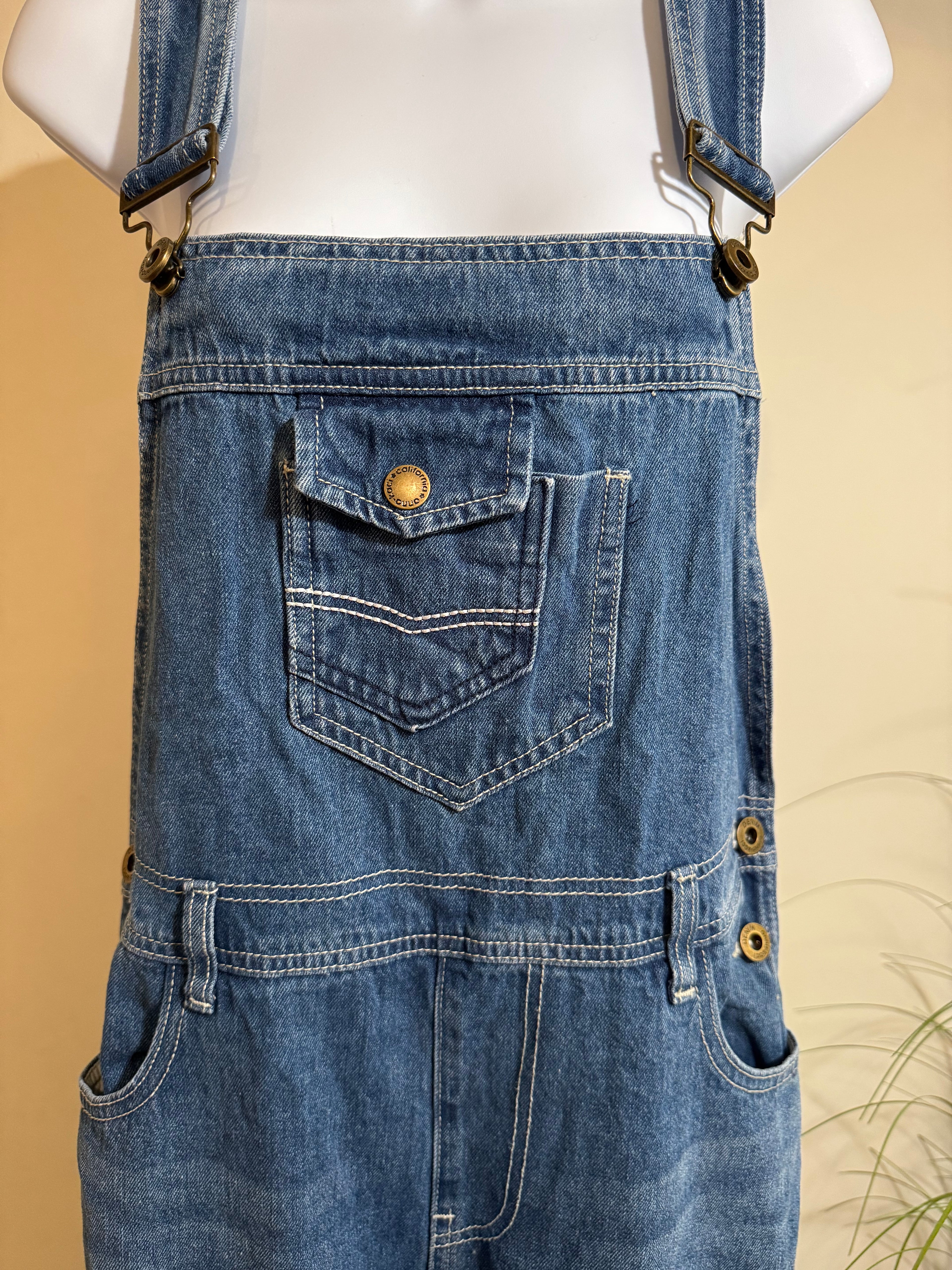 Anna-Kaci Straight Leg Denim Overalls With Pocket Bib