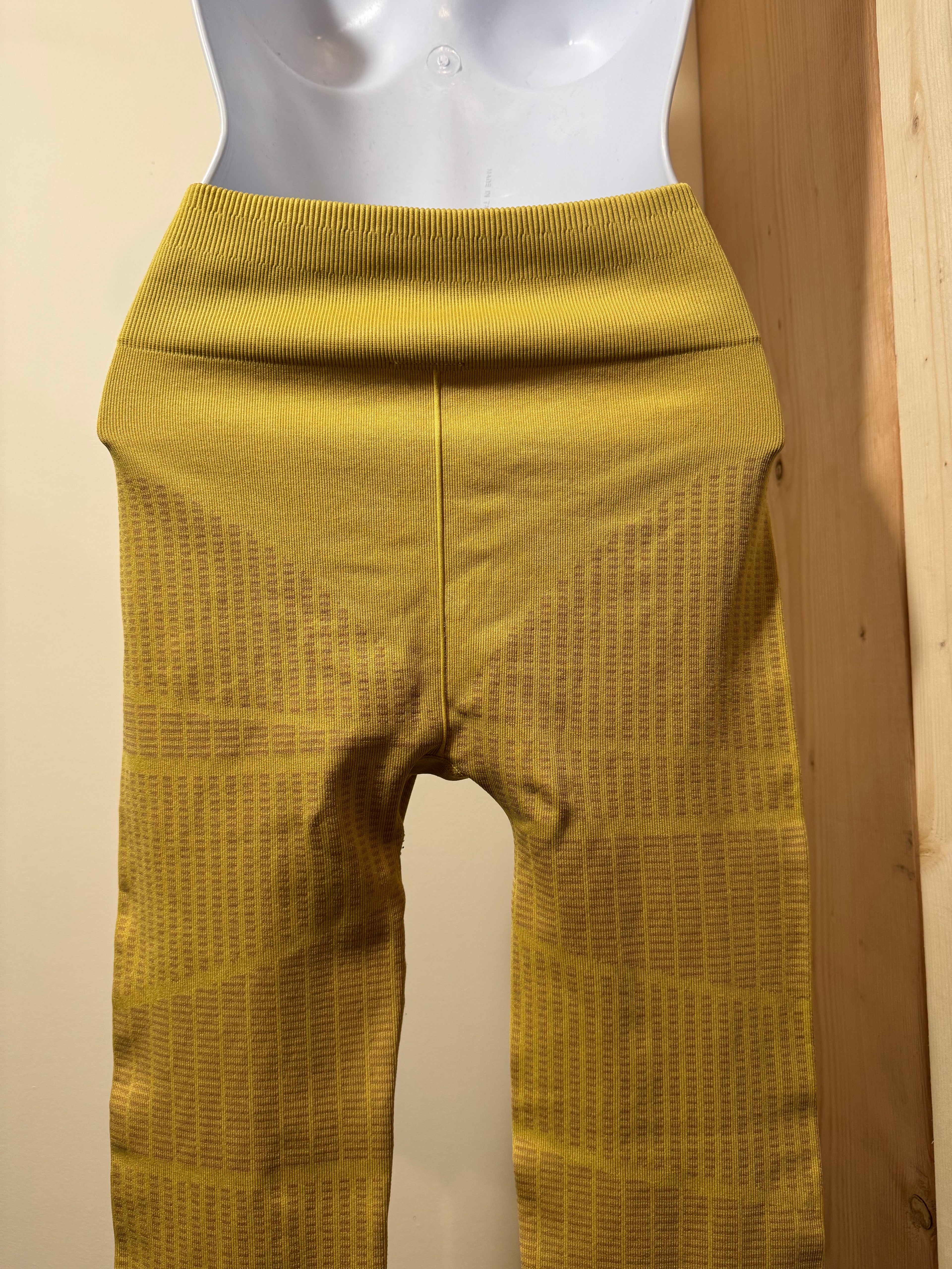 Fabletics Ribbed Leggings- Yellow with Beige Design