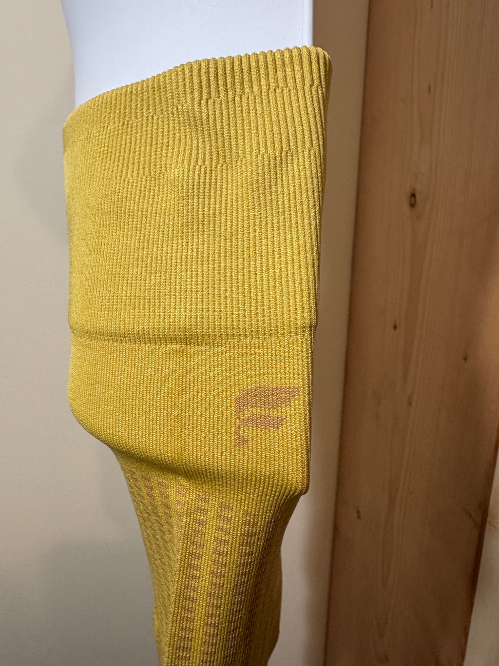Fabletics Ribbed Leggings- Yellow with Beige Design