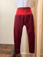 Burgundy Smooth Leggings- Ribbed Coordinating High Waist Band